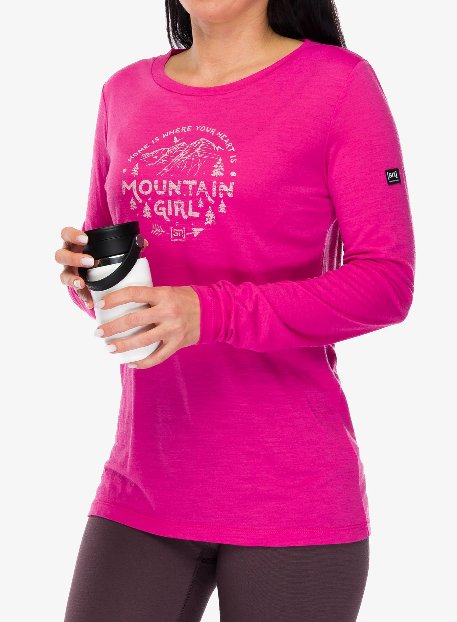 Pullover Damen Super.natural Mountain Girl LS - pinky rose/white stone