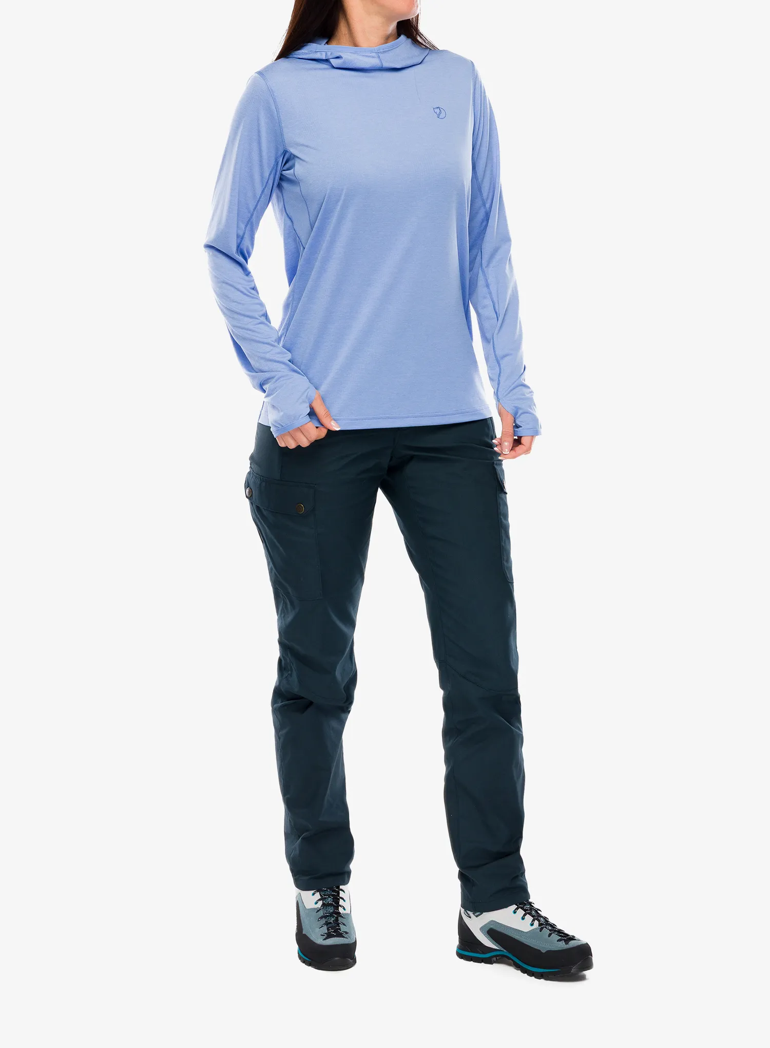 Hoodie Damen Fjallraven Abisko Sun-hoodie - ultramarine