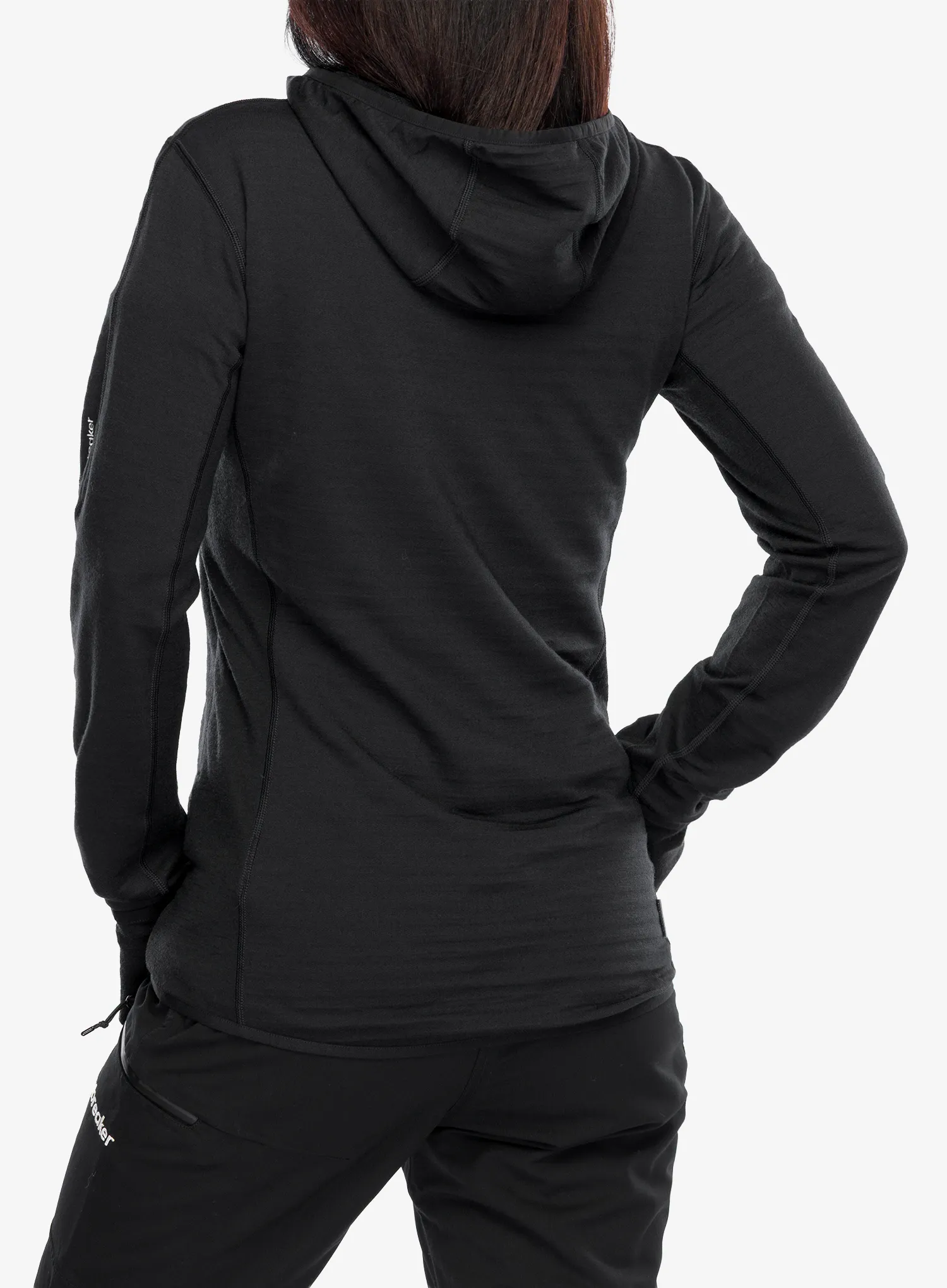Hoodie Damen Icebreaker Merino Blend 300 RealFleece Descender LS Zip Hoodie - black
