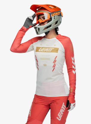 Radtrikot Langarm Damen Leatt MTB 5.0 Gravity Jersey - race red