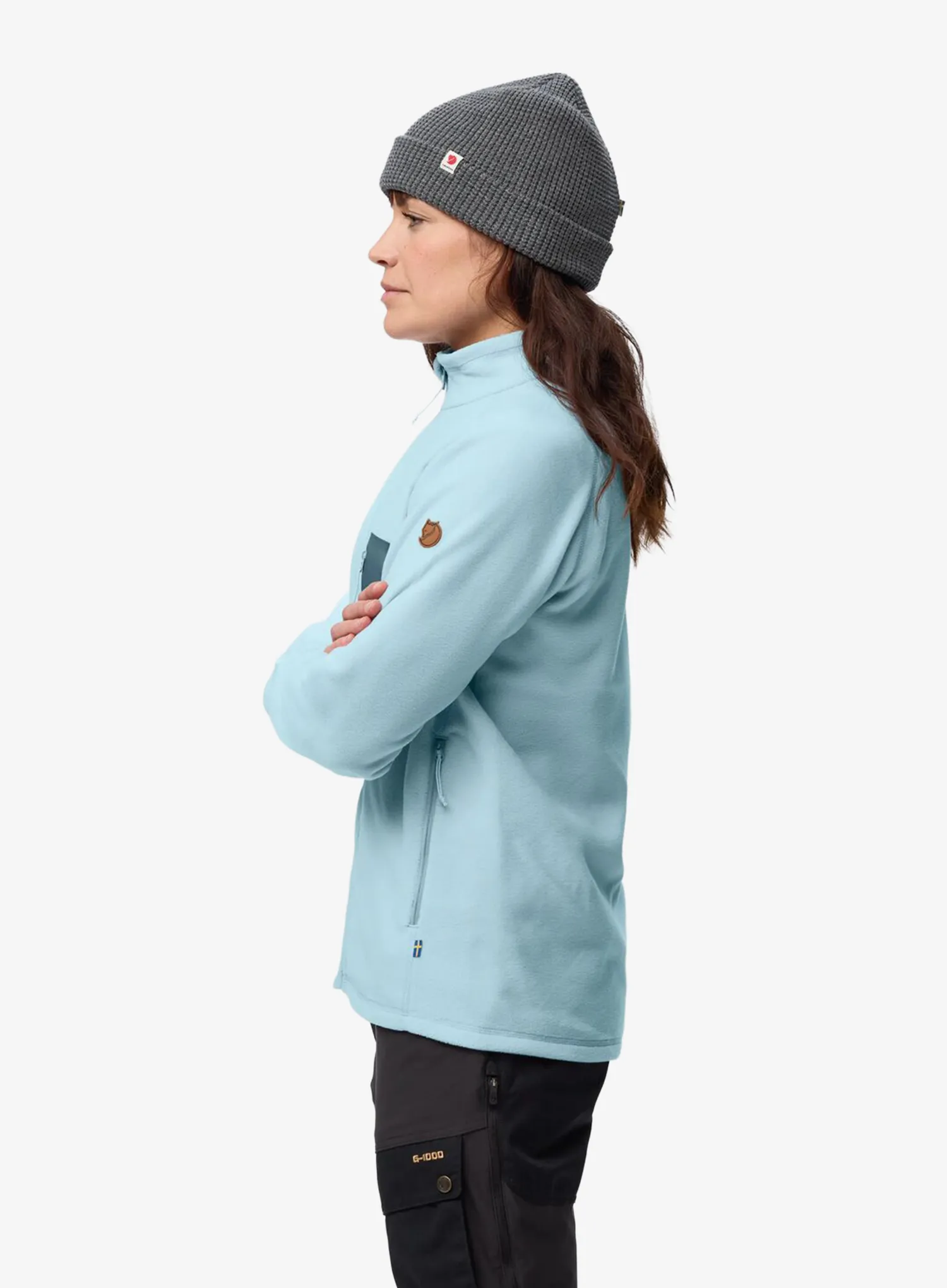 Fleecepullover Damen Fjallraven Kaipak Fleece - breeze blue/navy