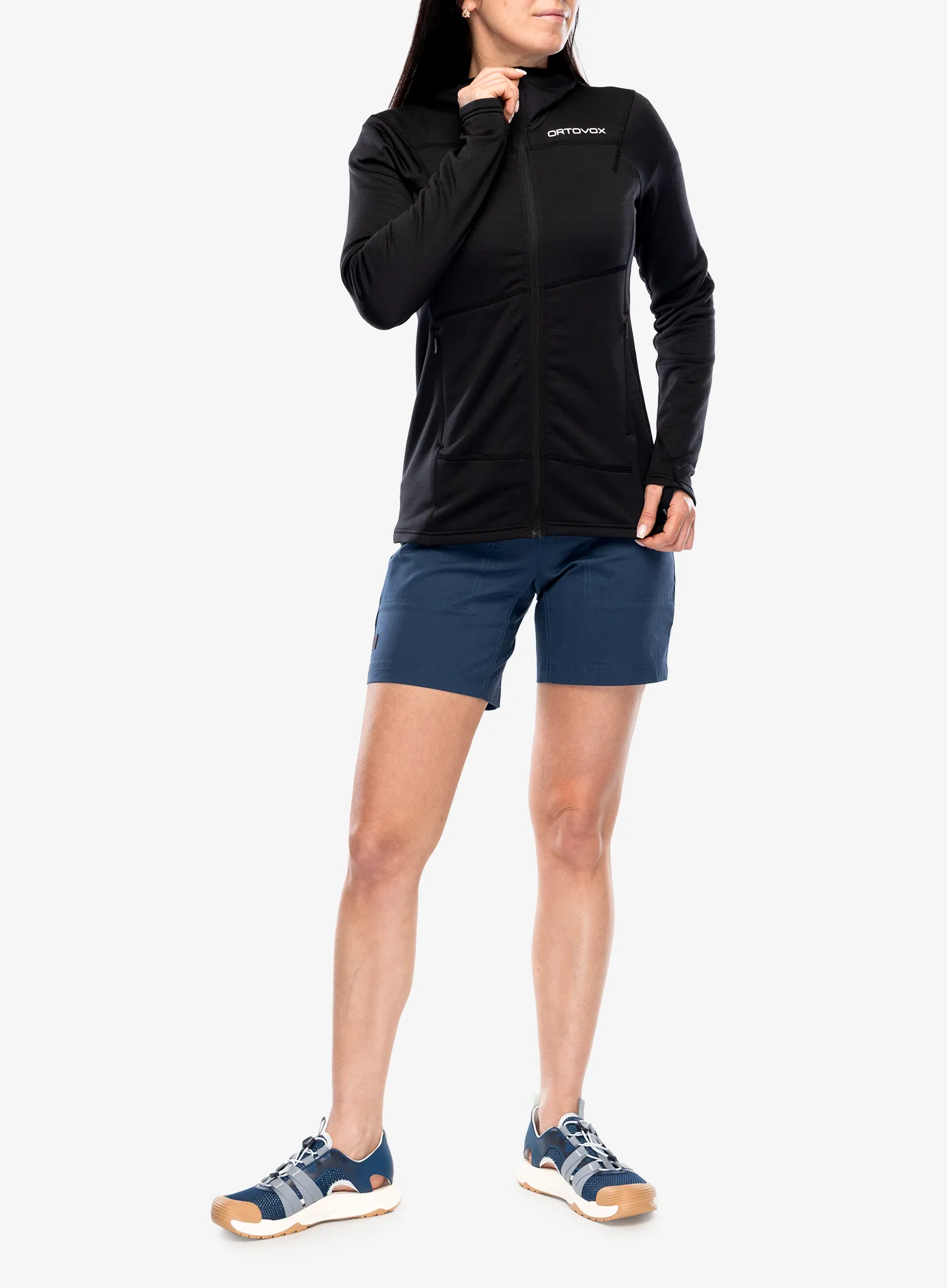 Fleecepullover Damen Ortovox Fleece Light Hoody - black raven