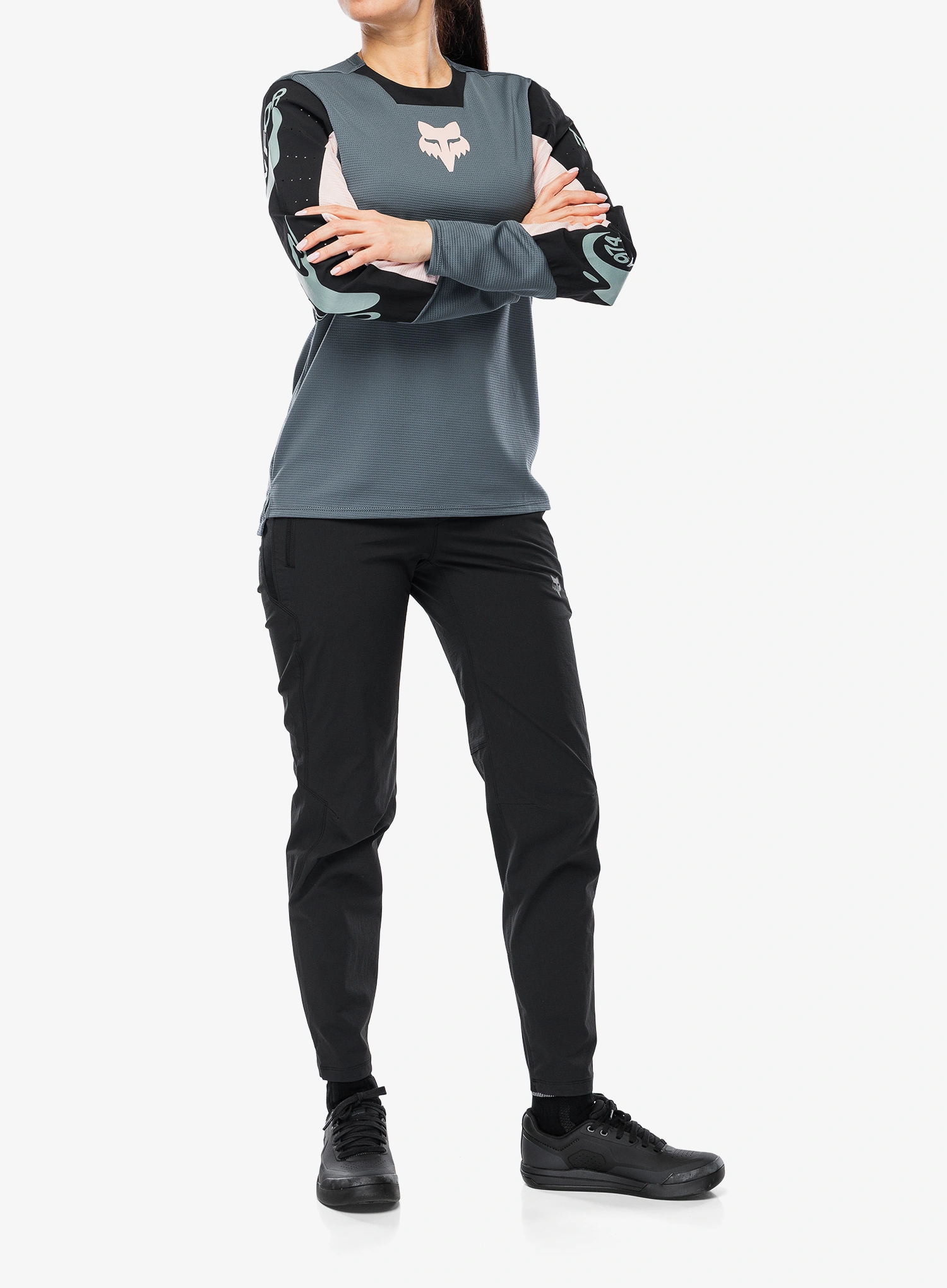 Radtrikot Damen Langarm Fox Defend LS Jersey Creation - deep cobalt