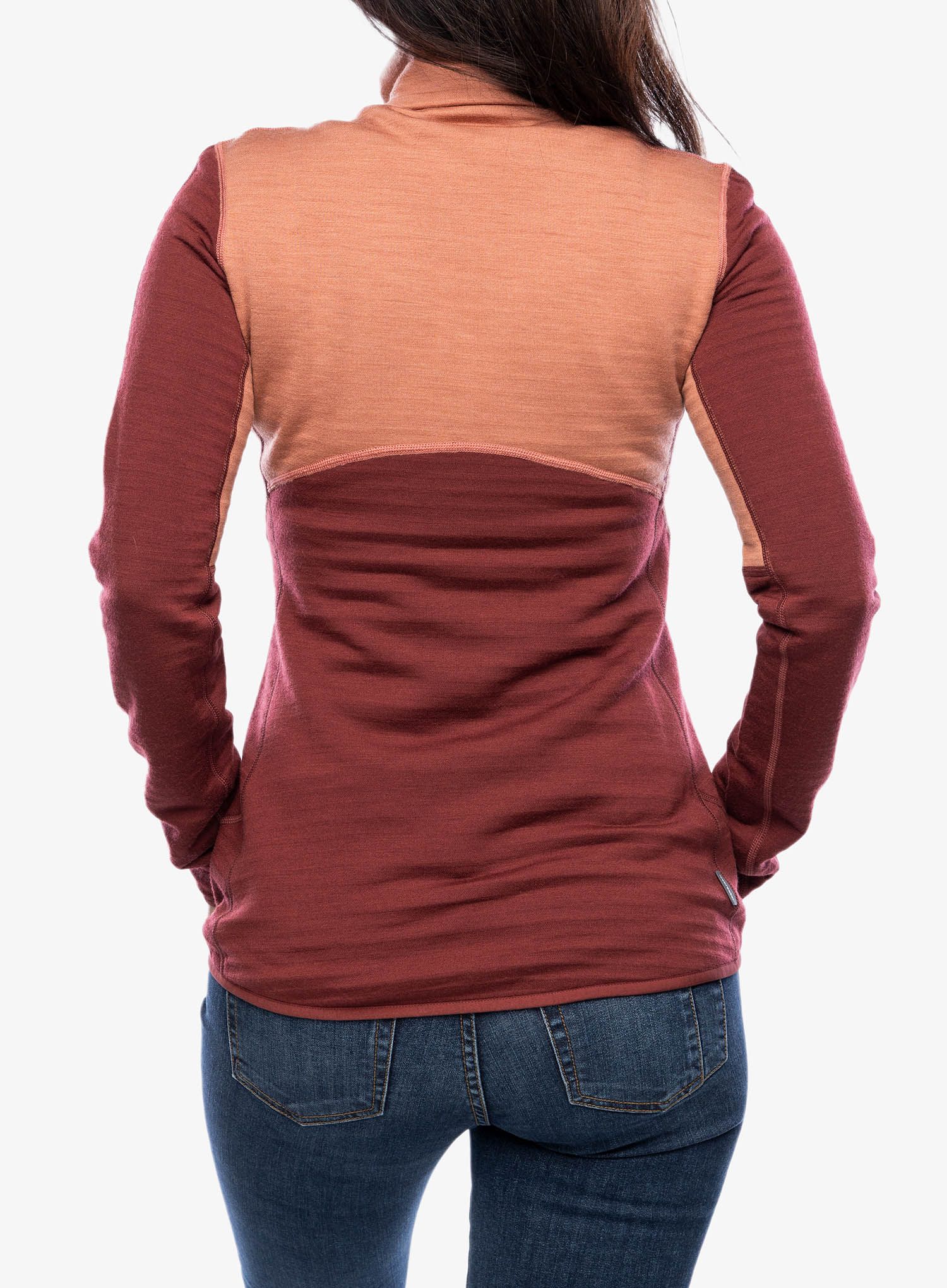 Pullover mit Reißverschluss Damen Icebreaker Merino 400 RealFleece Descender LS Zip - cedar wood/port/cb