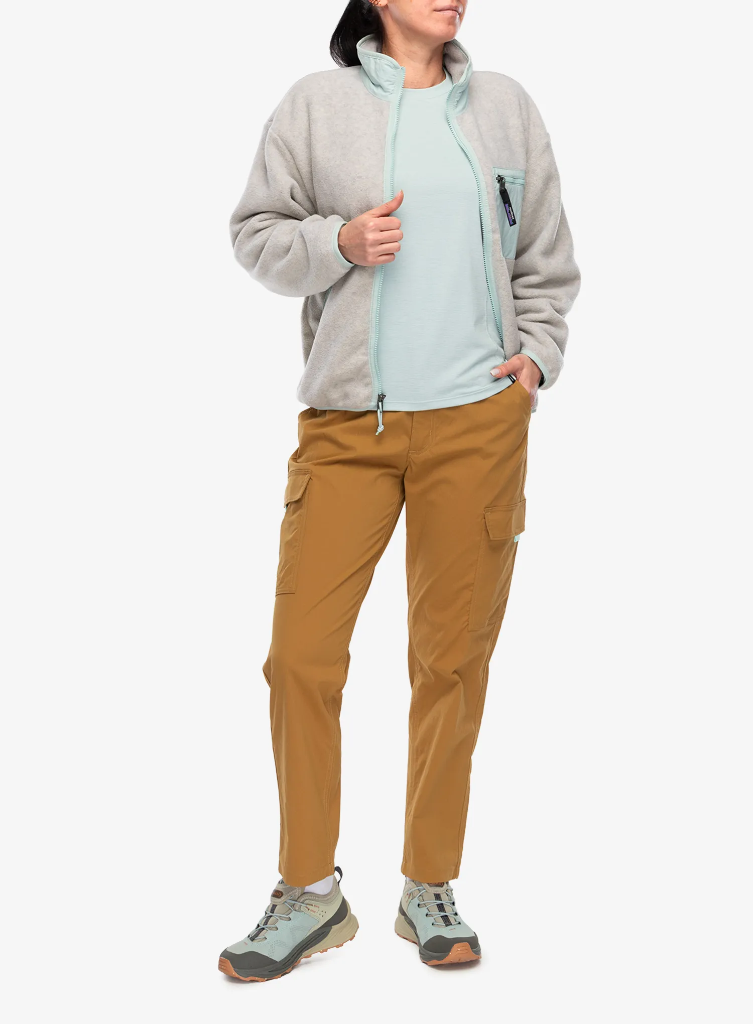 Pullover mit Reißverschluss Damen Patagonia Synch Jkt - oatmeal heather w/thin ice