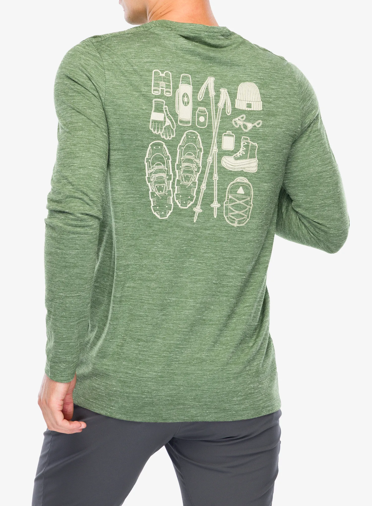 Pullover Smartwool Merino Hemp Blend Gear Up Long Sleeve Graphic Tee - fern green heather