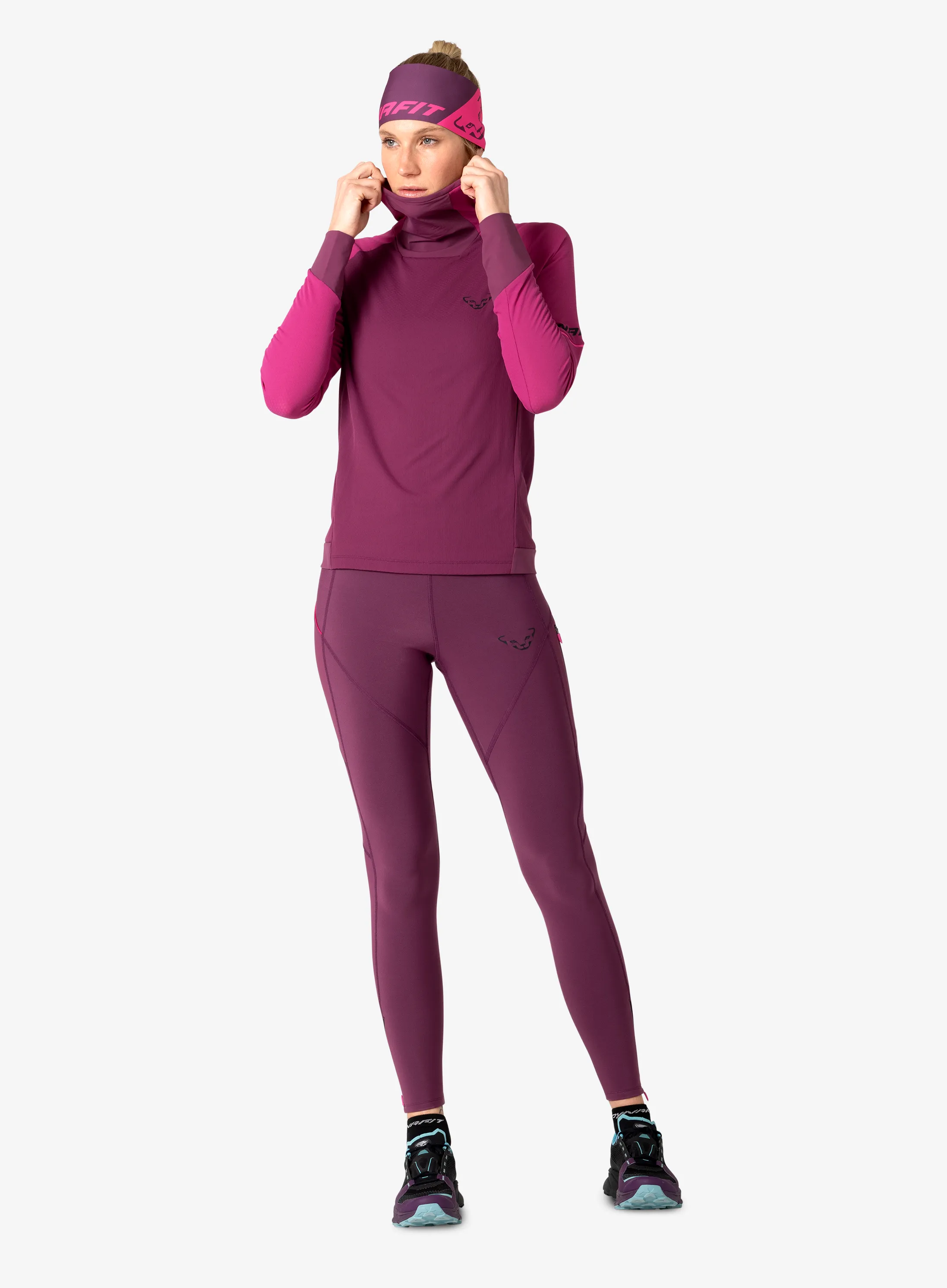 Funktionsshirt Damen Langarm Dynafit Alpine L/S Hooded Tee - magenta