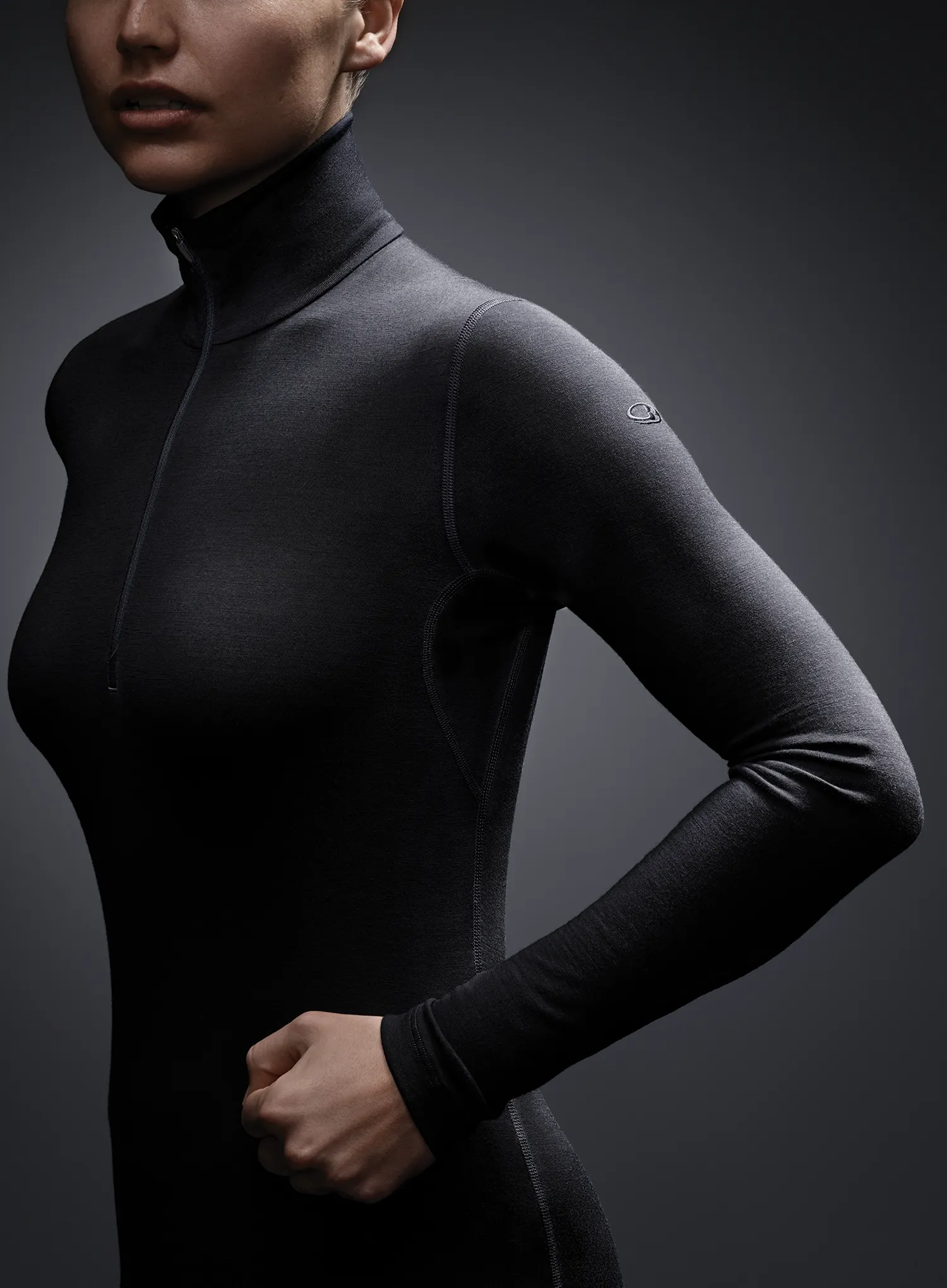 Funktionsshirt Damen Langarm Icebreaker 200 Oasis L/S Half Zip - black