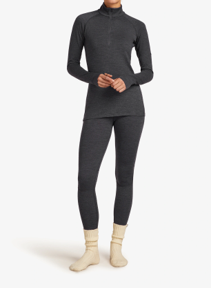 Funktionsshirt Damen Langarm Icebreaker Merino 260 ZoneKnit LS Half Zip - jet hthr