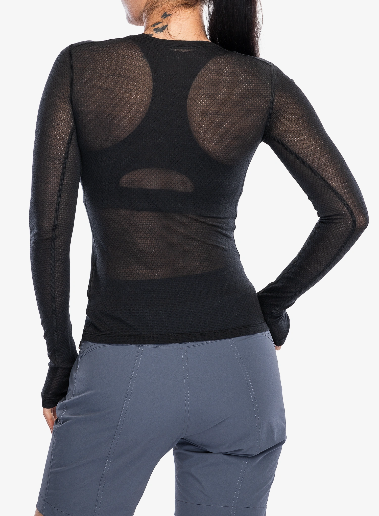 Funktionsshirt Damen Langarm Icebreaker Merino Blend 75 Cool-Lite Featherlight LS Crewe - black