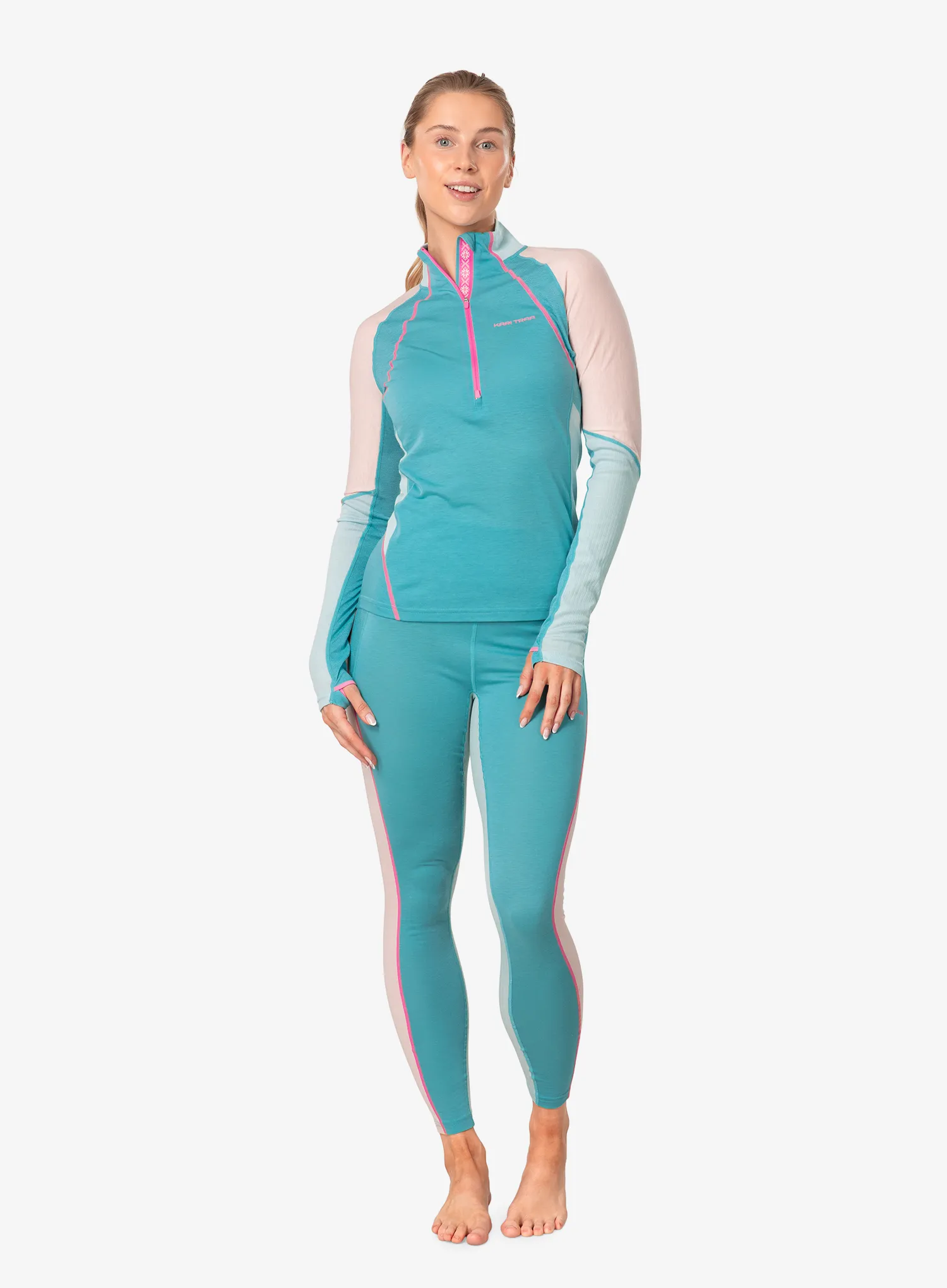 Funktionsshirt Damen Langarm Kari Traa Alma Half Zip - blue lagoon