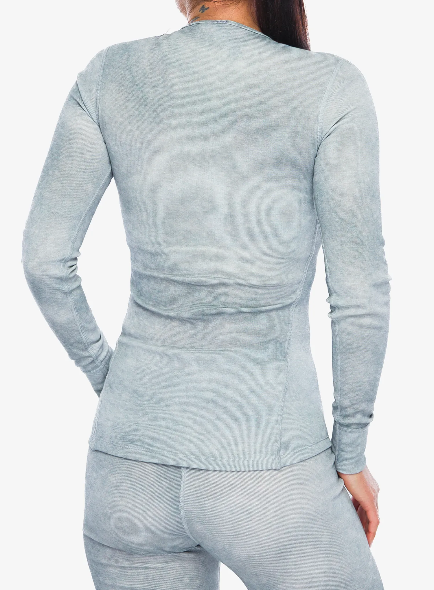 Funktionsshirt Damen Langarm Odlo Active Warm X Pow BL Top Crew Neck L/S - silver grey
