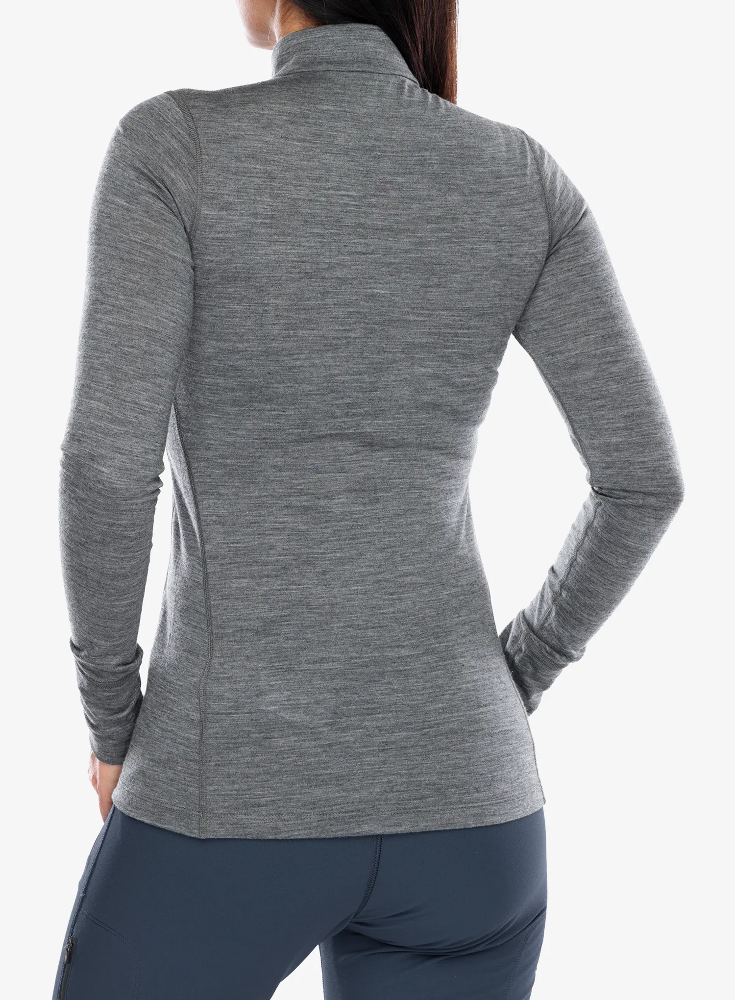 Funktionsshirt Damen Langarm Odlo Merino 200 BL Top Turtle Neck LS Half Zip - steel grey melange
