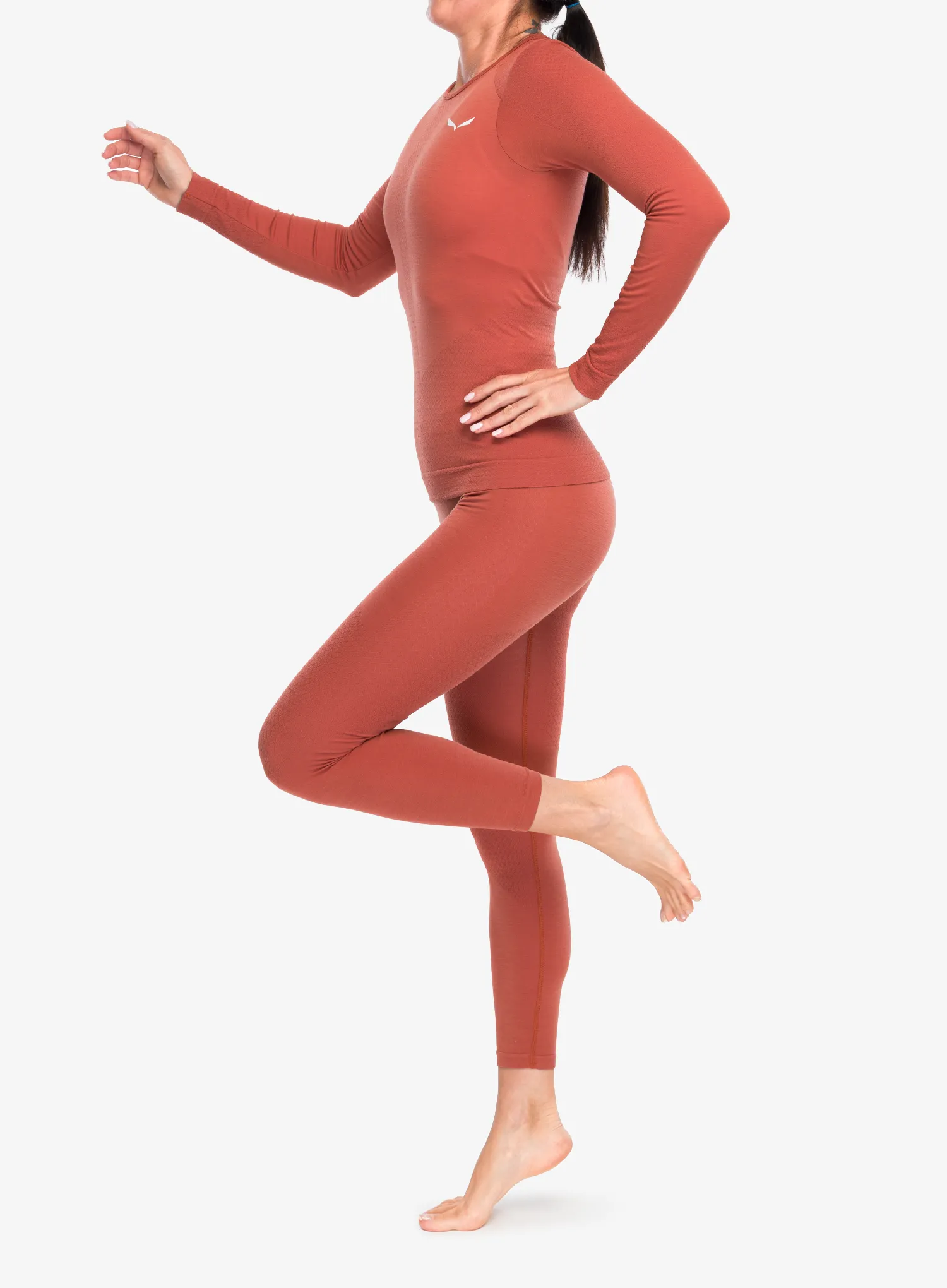 Funktionsshirt Damen Langarm Salewa Zebru Medium Warm AMR L/S Tee - etruscan red