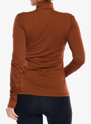 Funktionsshirt Damen Langarm Super.natural Tundra 175 Zip 1/4 Flear - horn brown/copper