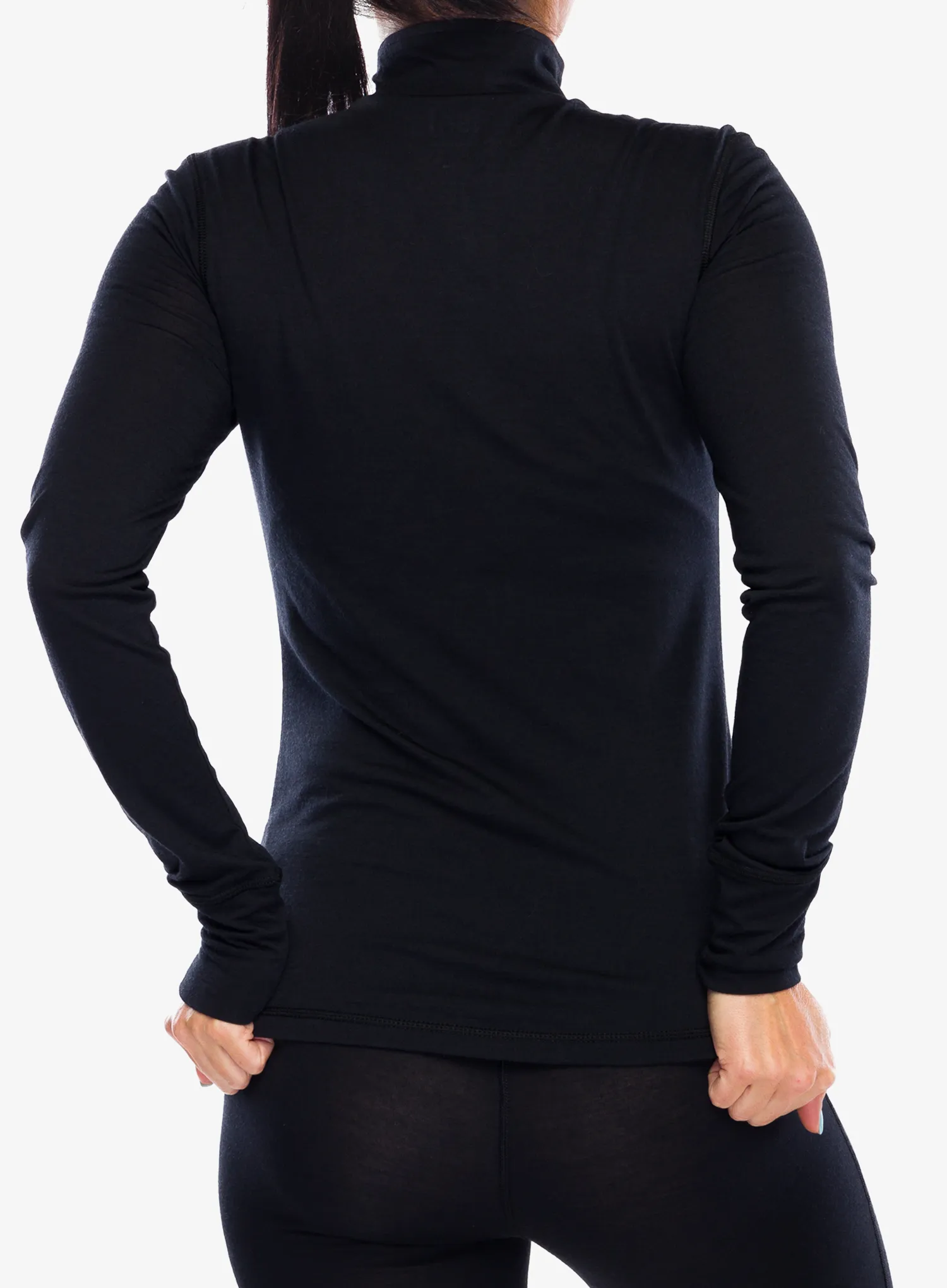 Funktionsshirt Damen Langarm Super.natural Tundra175 Zip 1/4 - jet black