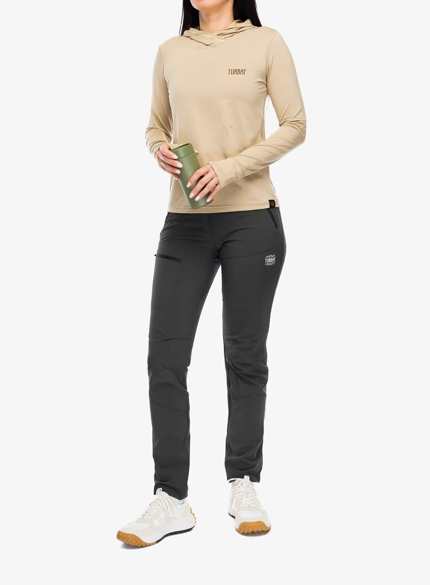 Funktionsshirt Damen Langarm Turbat Hike Lite LS Hood Thermo T-Shirt - cornstalk sand