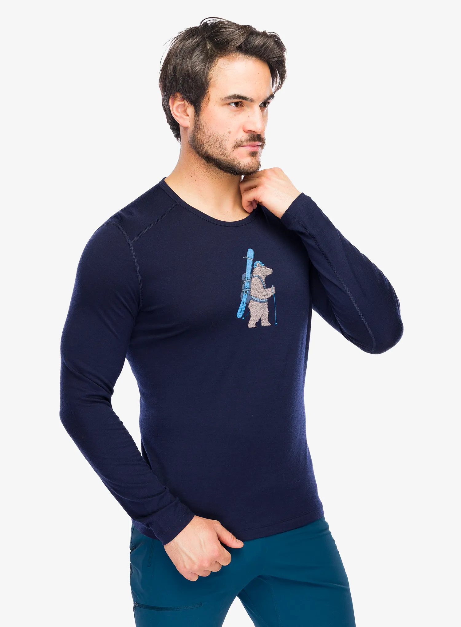 Funktionsshirt Herren Langarm Icebreaker Merino 200 Oasis LS Crewe Bear Tour - midnight navy