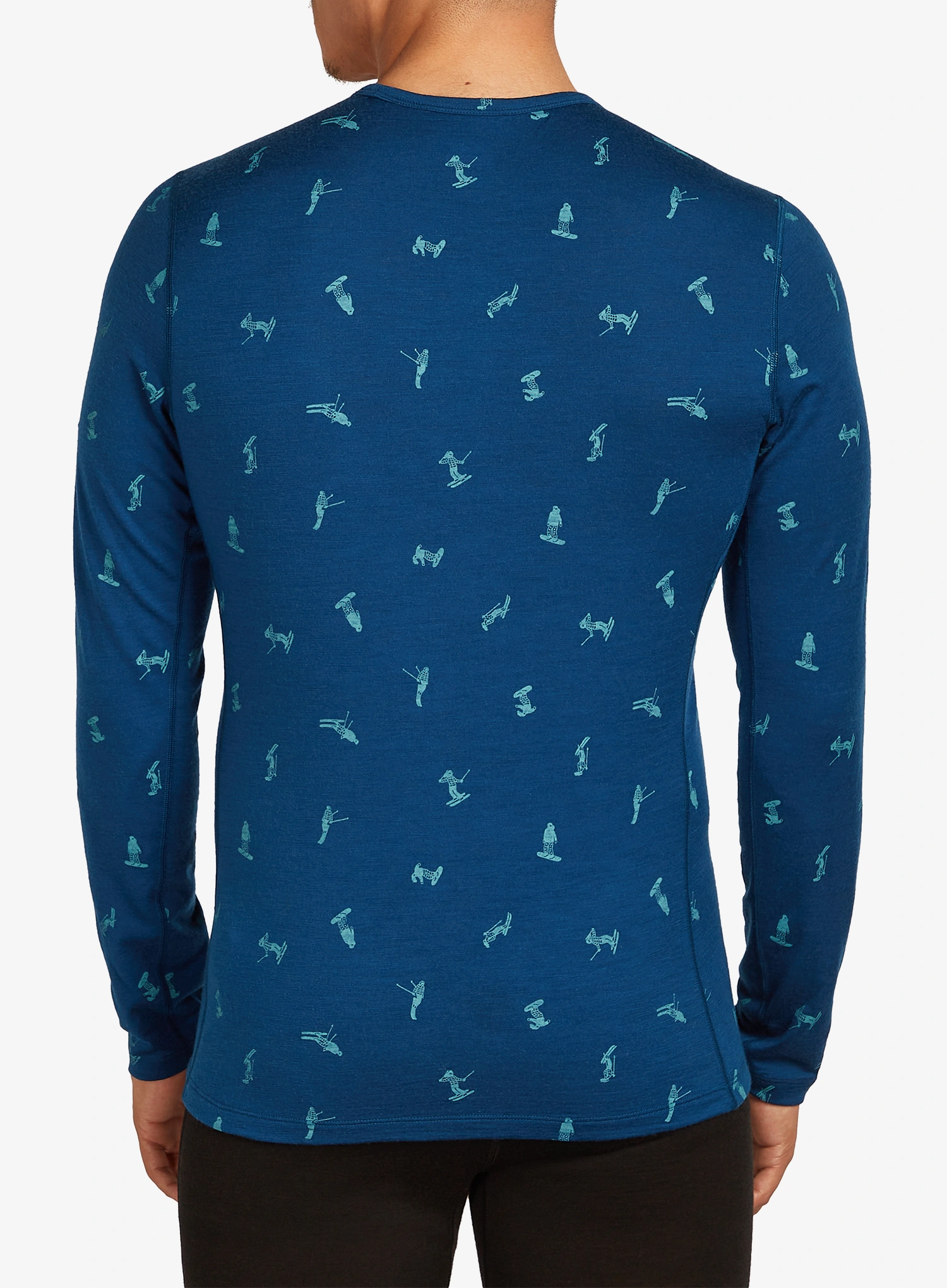 Funktionsshirt Herren Langarm Icebreaker Merino 200 Oasis LS Crewe Snow Day AOP - atlantis/topaz/aop