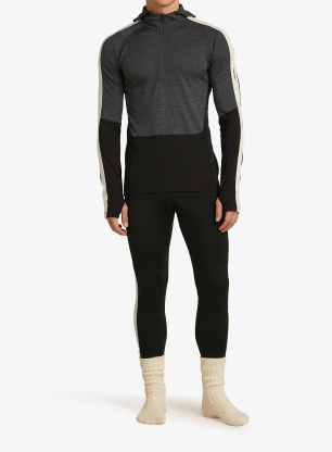 Funktionsshirt Herren Langarm Icebreaker Merino 200 Oasis+ LS Half Zip Hoodie - black/jet hthr/undyed/cb