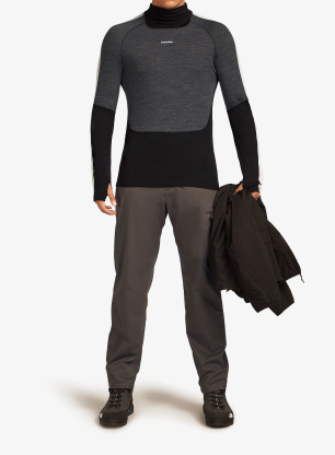 Funktionsshirt Herren Langarm Icebreaker Merino 200 Oasis+ LS High Neck - black/jet hthr/undyed/cb