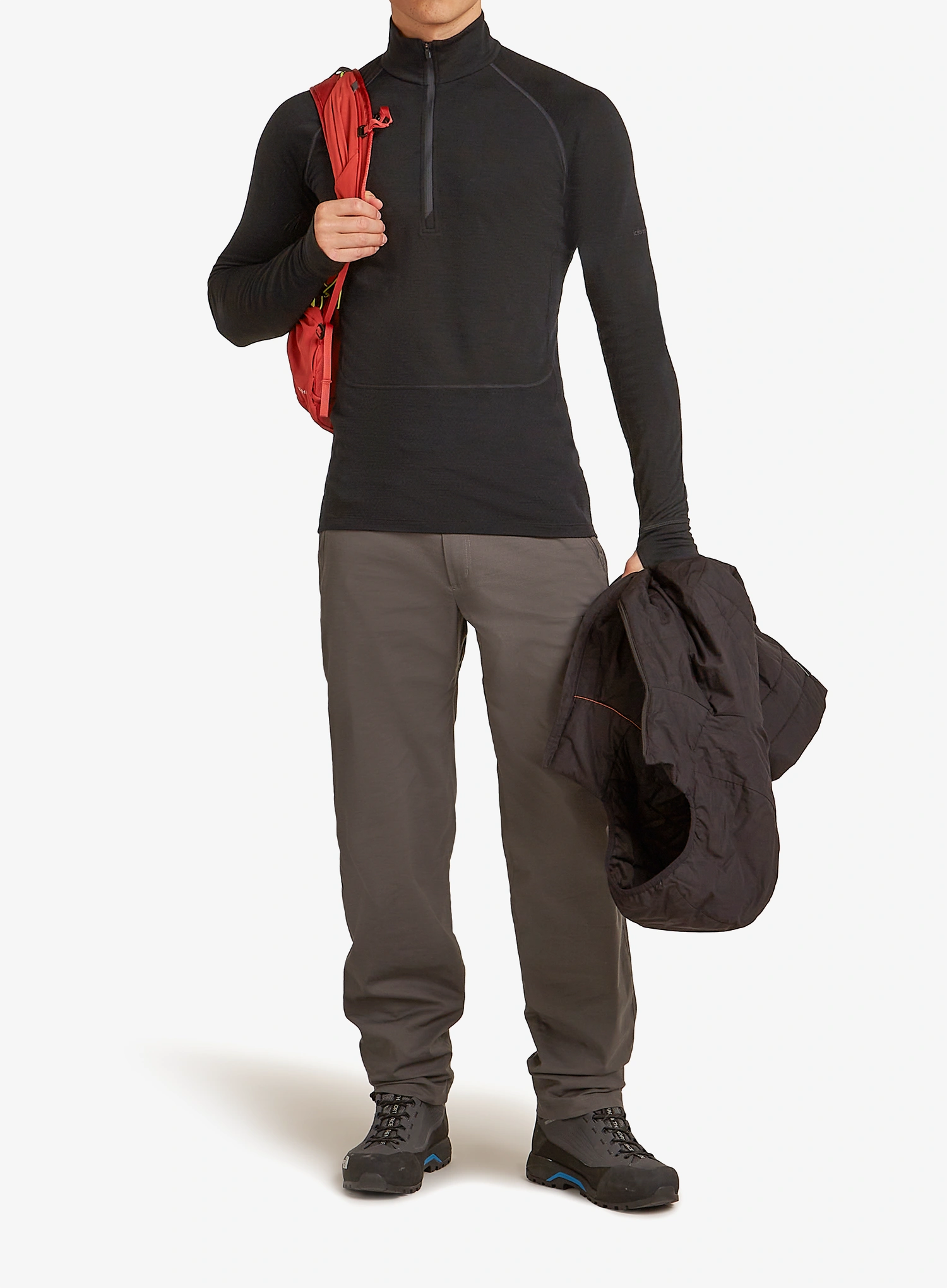 Funktionsshirt Herren Langarm Icebreaker Merino 200 ZoneKnit LS Half Zip - black