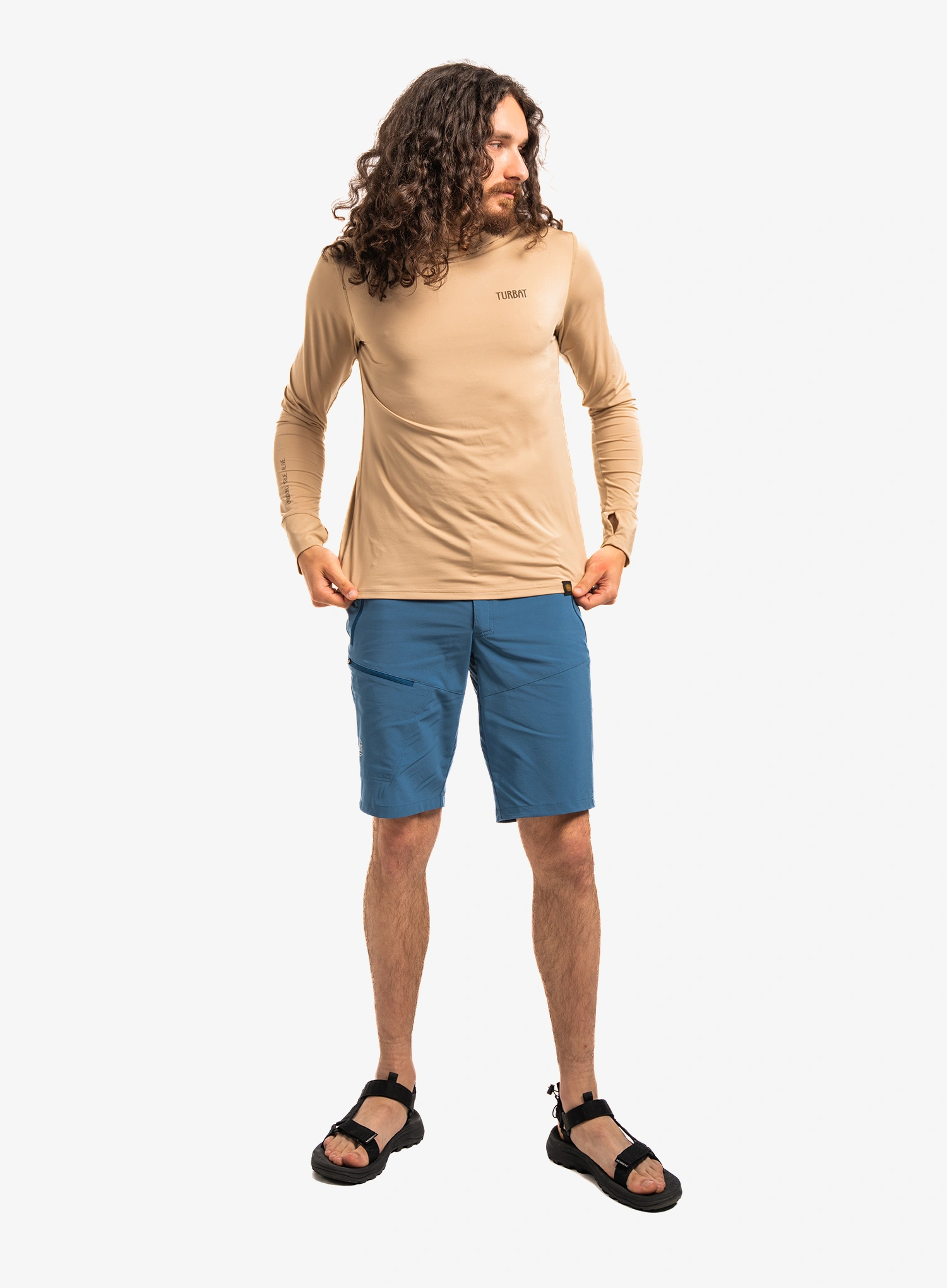 Funktionsshirt Herren Langarm Turbat Hike Lite LS Hood Thermo T-Shirt - cornstalk sand