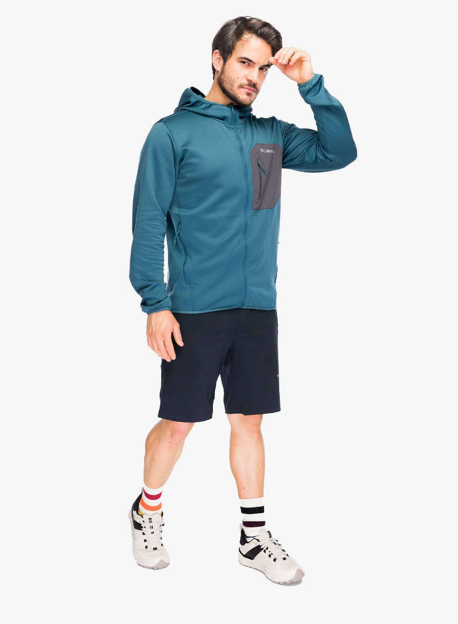 Hoodie Columbia Tall Heights Hdd Grid Fleece Full Zip - everblue/shark