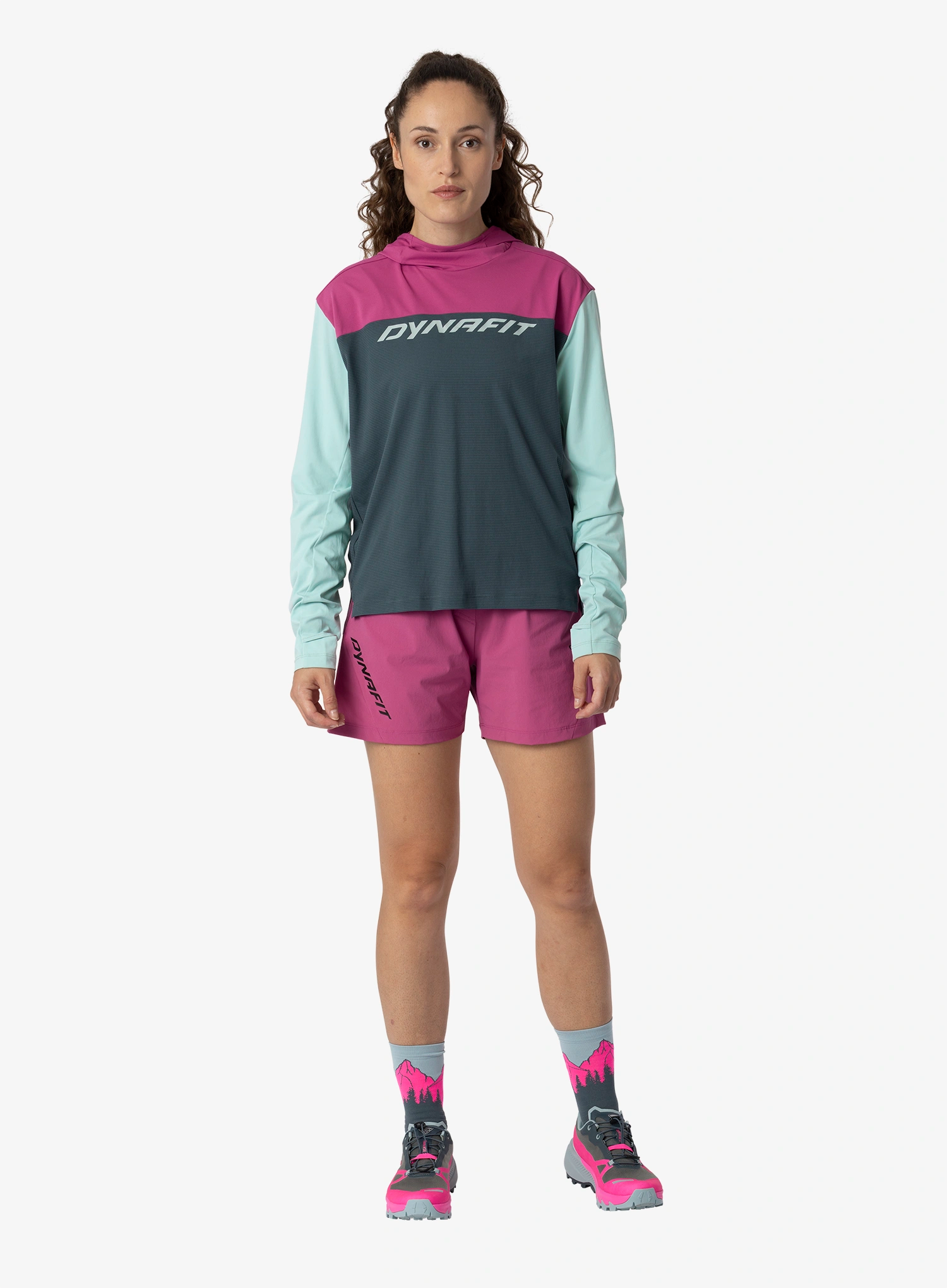 Kapuzenpullover Damen Dynafit Traverse Sun Hoody - cinder/magenta