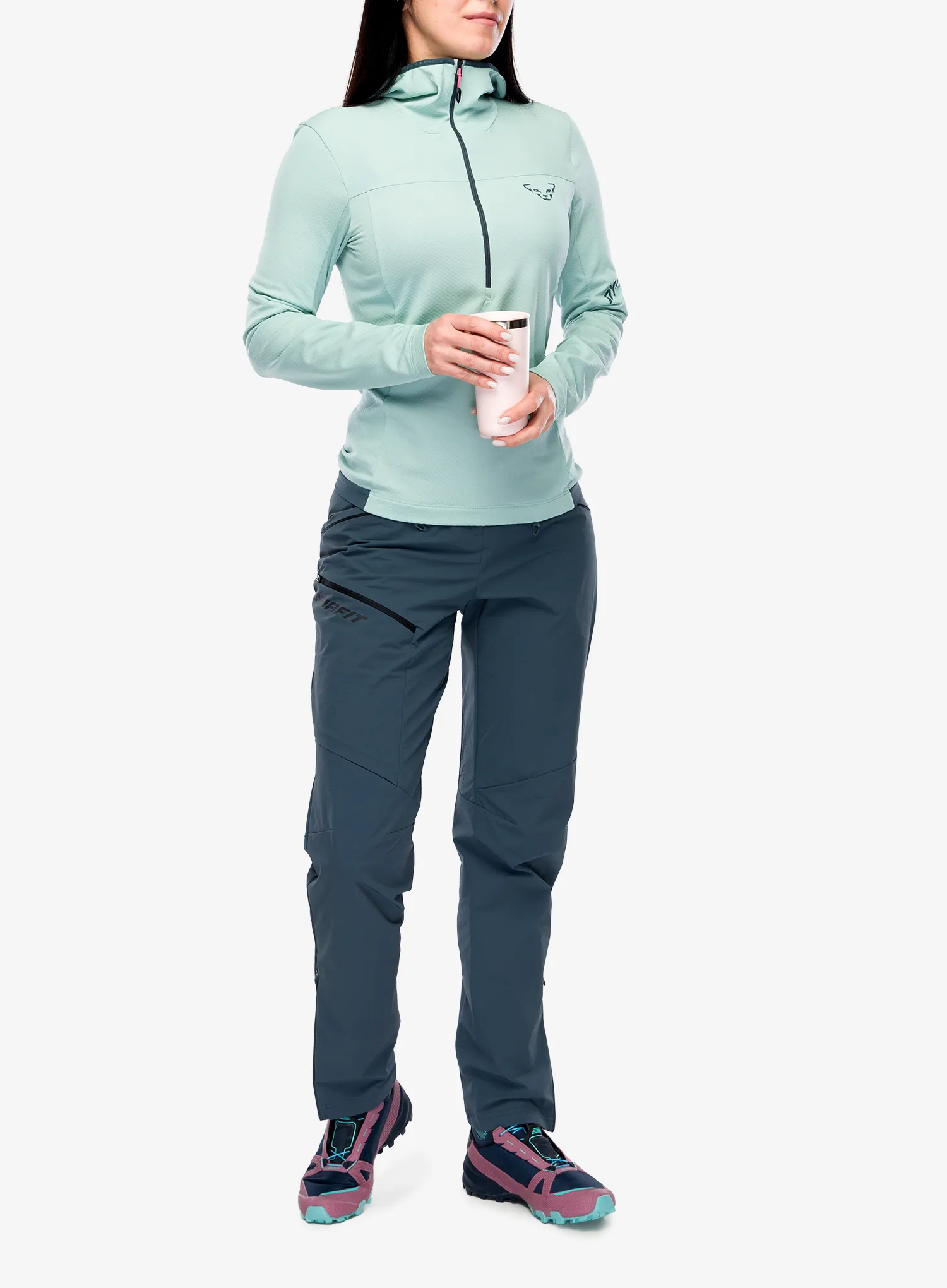 Kapuzenpullover Damen Dynafit Traverse Thermal 1/2 Zip - cloud blue