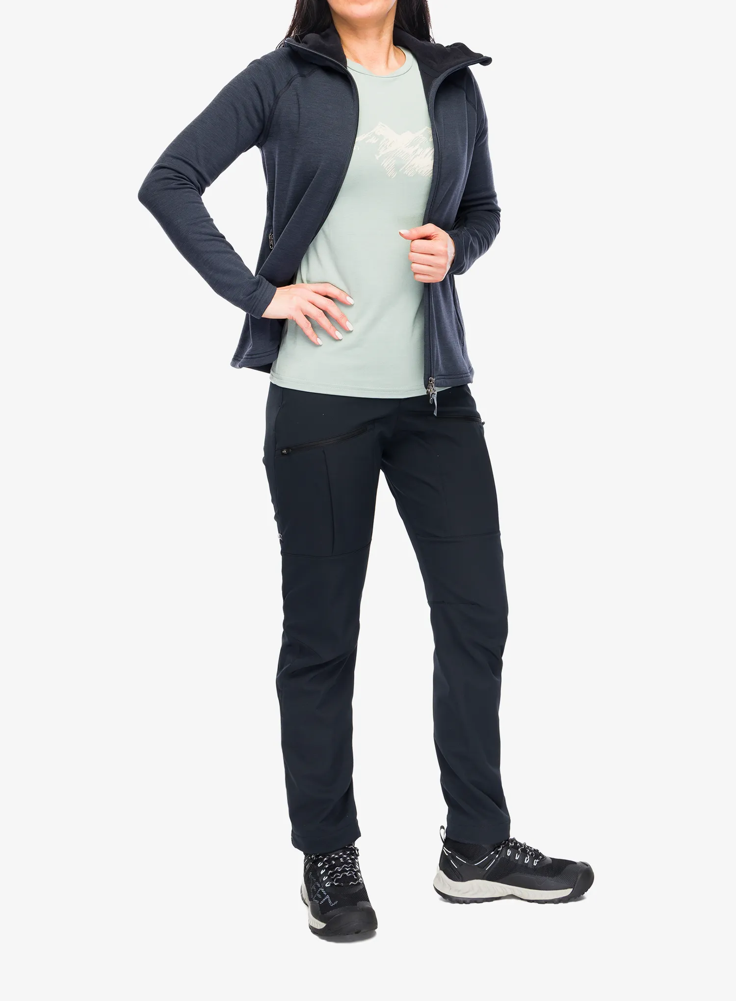 Kapuzenpullover Damen Houdini Power Up Light Houdi - rock black