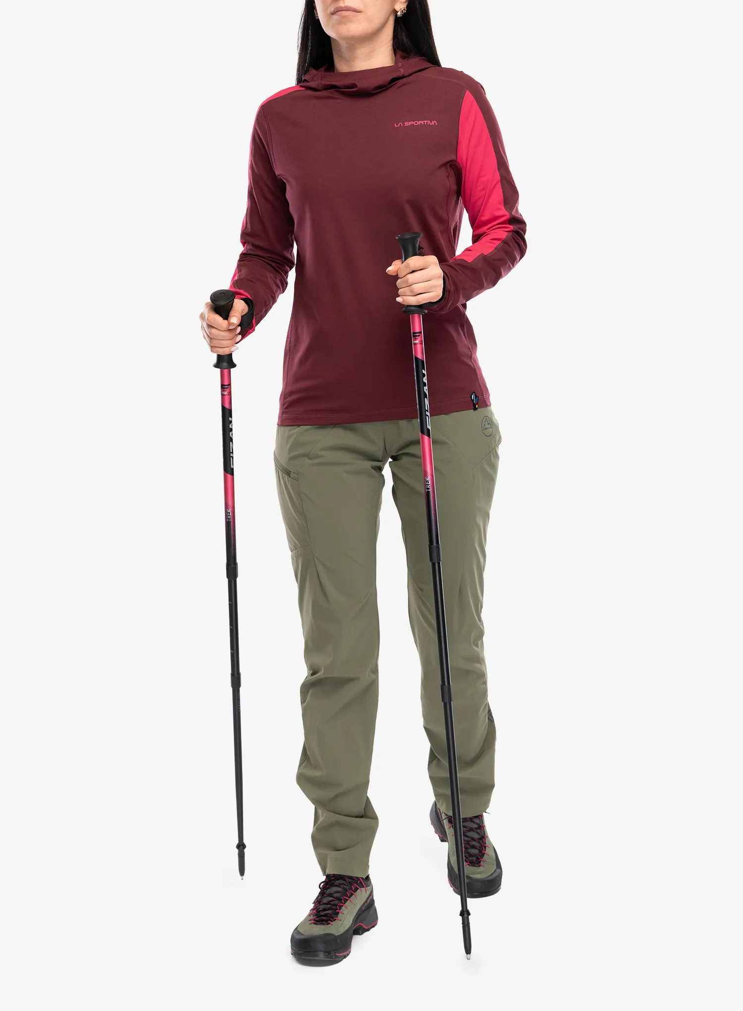 Kapuzenpullover Damen La Sportiva Cloud Shadow Sun Hoody - redwood/azalea
