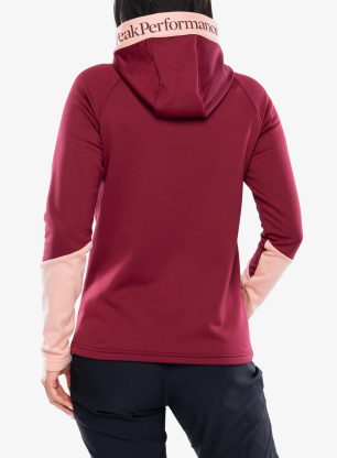 Kapuzenpullover Damen Peak Performance Rider Essentials Zip Hood - vertical zenith/peach fuzz