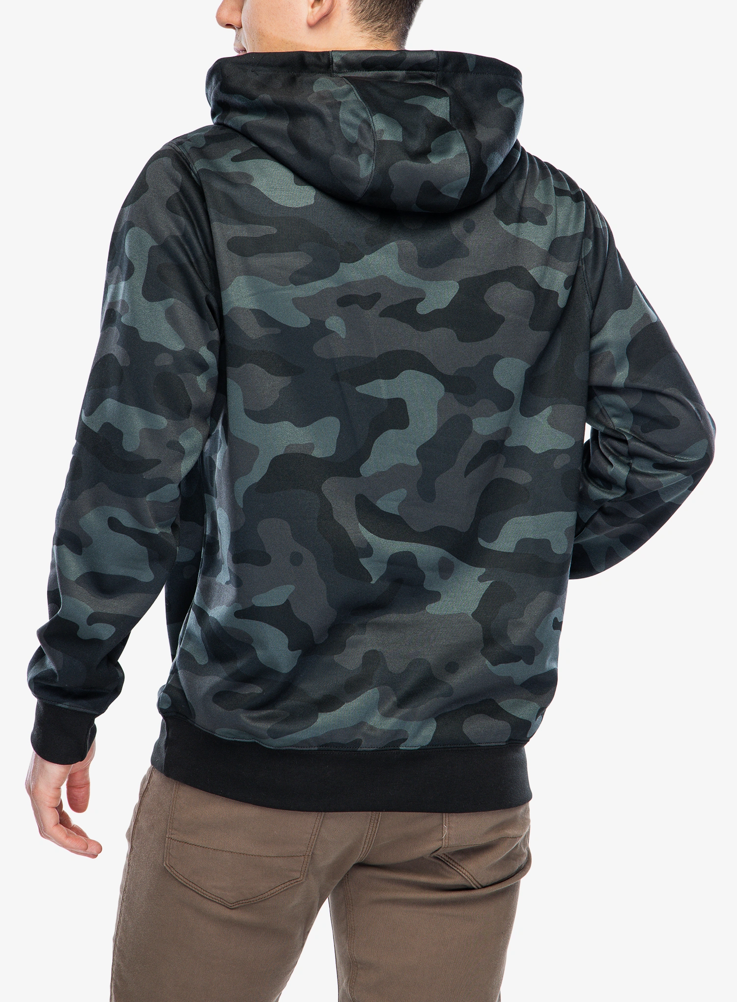 Hoodie Fox Head Camo Pullover Hoodie - black como