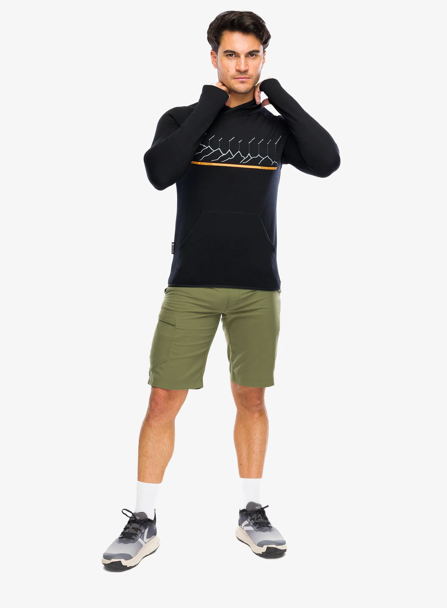 Hoodie Sensor Merino Upper Fleece Hooded - black RJ