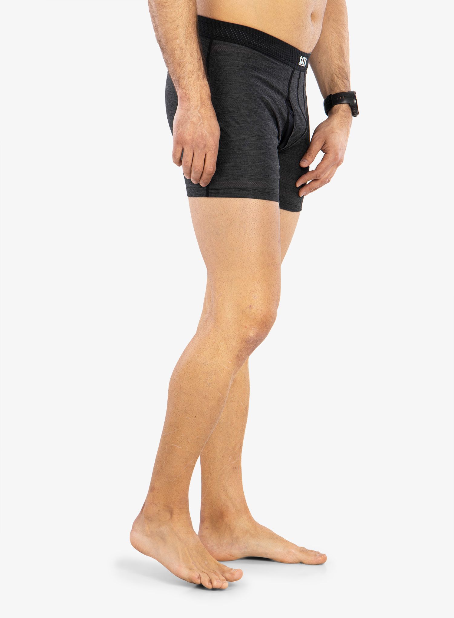 Boxershorts Saxx Hot Shot Boxer Brief Fly - black heather