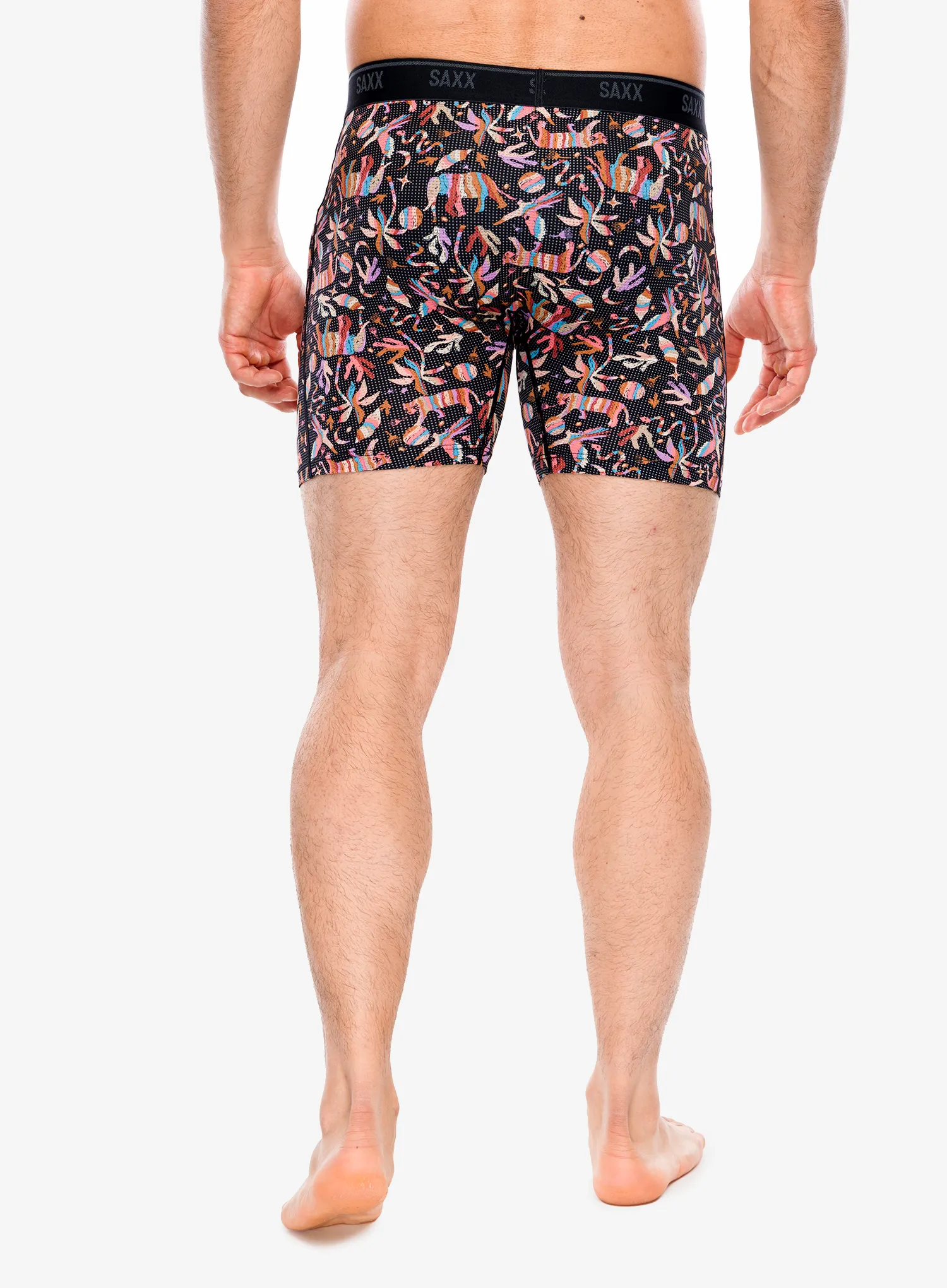 Boxershorts Saxx Quest Quick-Dry Mesh Boxer Brief Fly - adobe zoo/black
