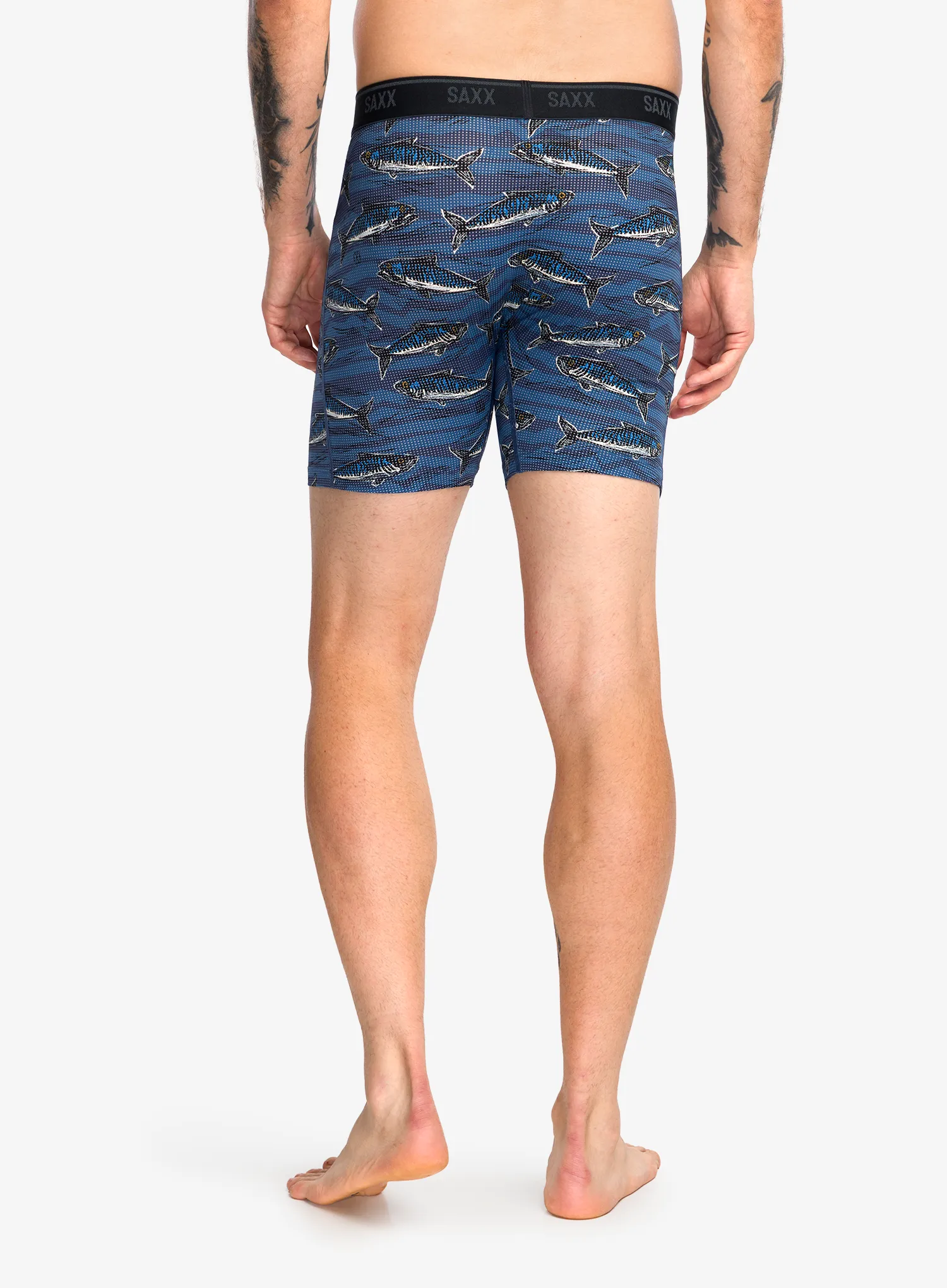Boxershorts Saxx Quest Quick-Dry Mesh Boxer Brief Fly - holy mackrel/washed indigo