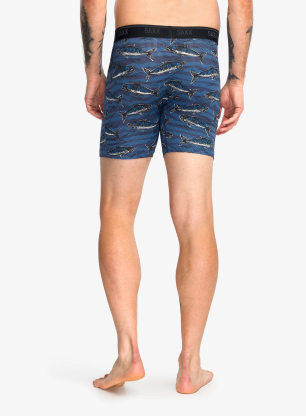 Boxershorts Saxx Quest Quick-Dry Mesh Boxer Brief Fly - holy mackrel/washed indigo
