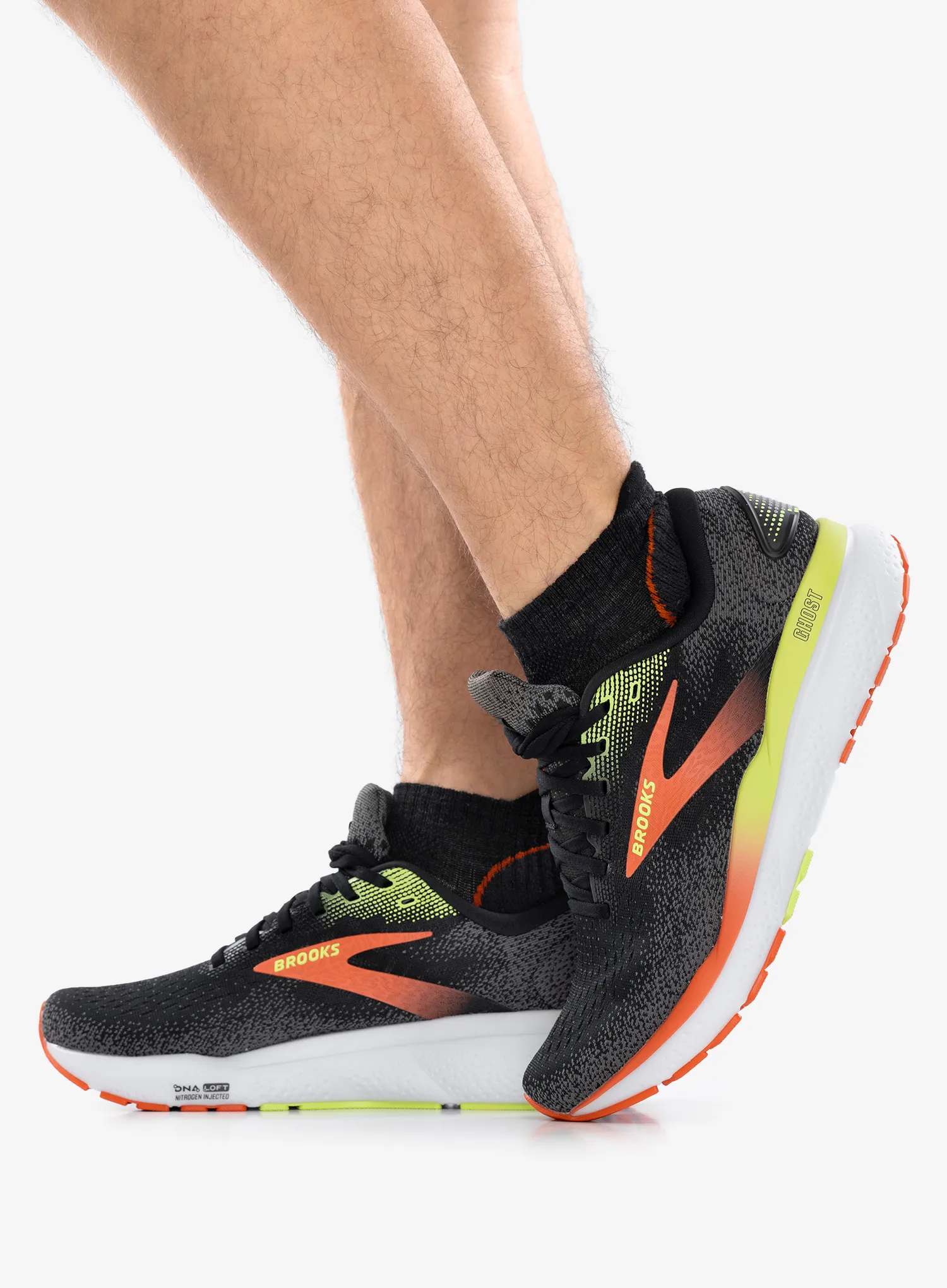Laufschuhe Herren Brooks Ghost 16 - black/mandarin red/green