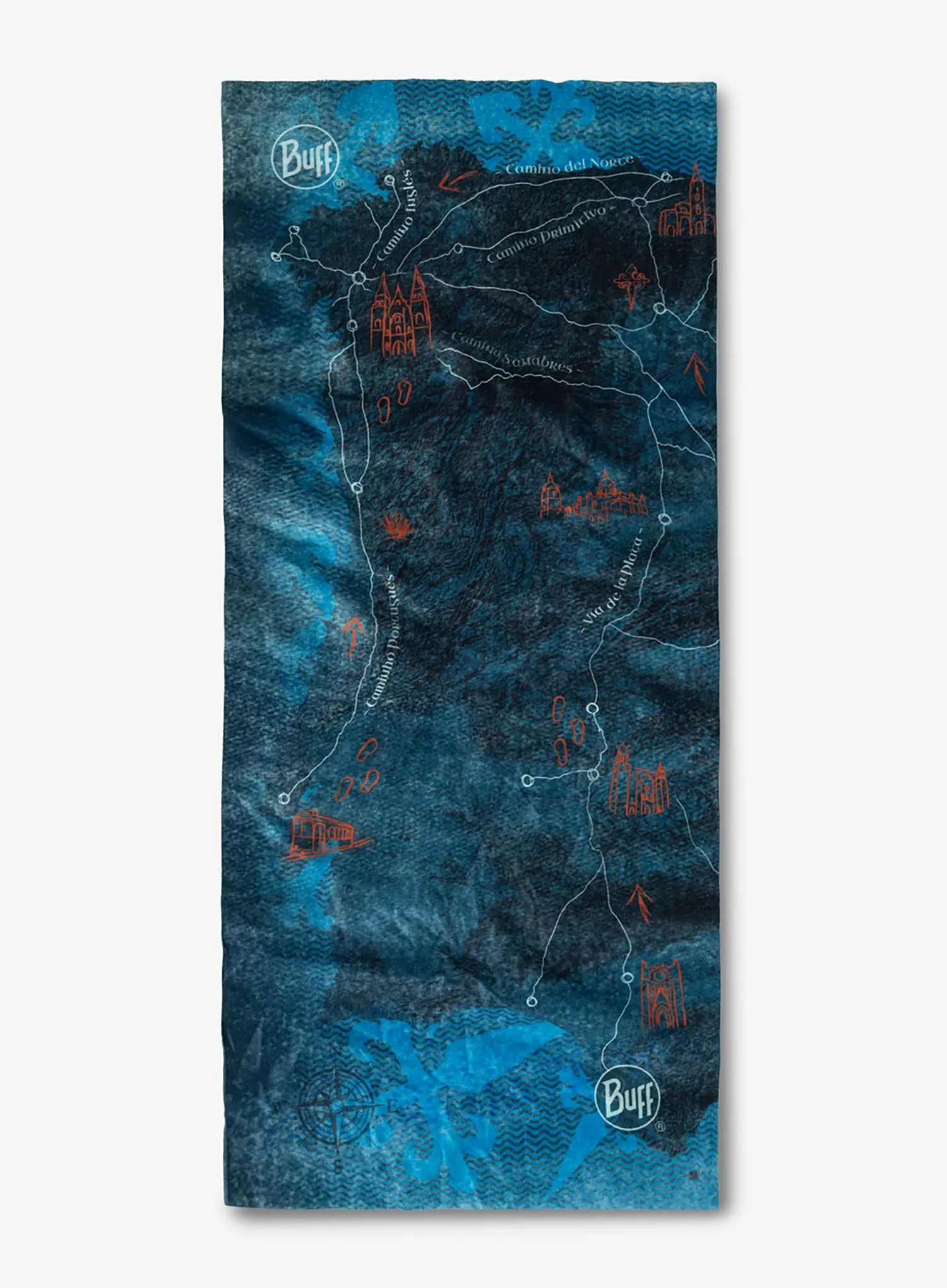 Multifunktionstuch Buff CoolNet UV+ Camino de Santiago - peninsula denim
