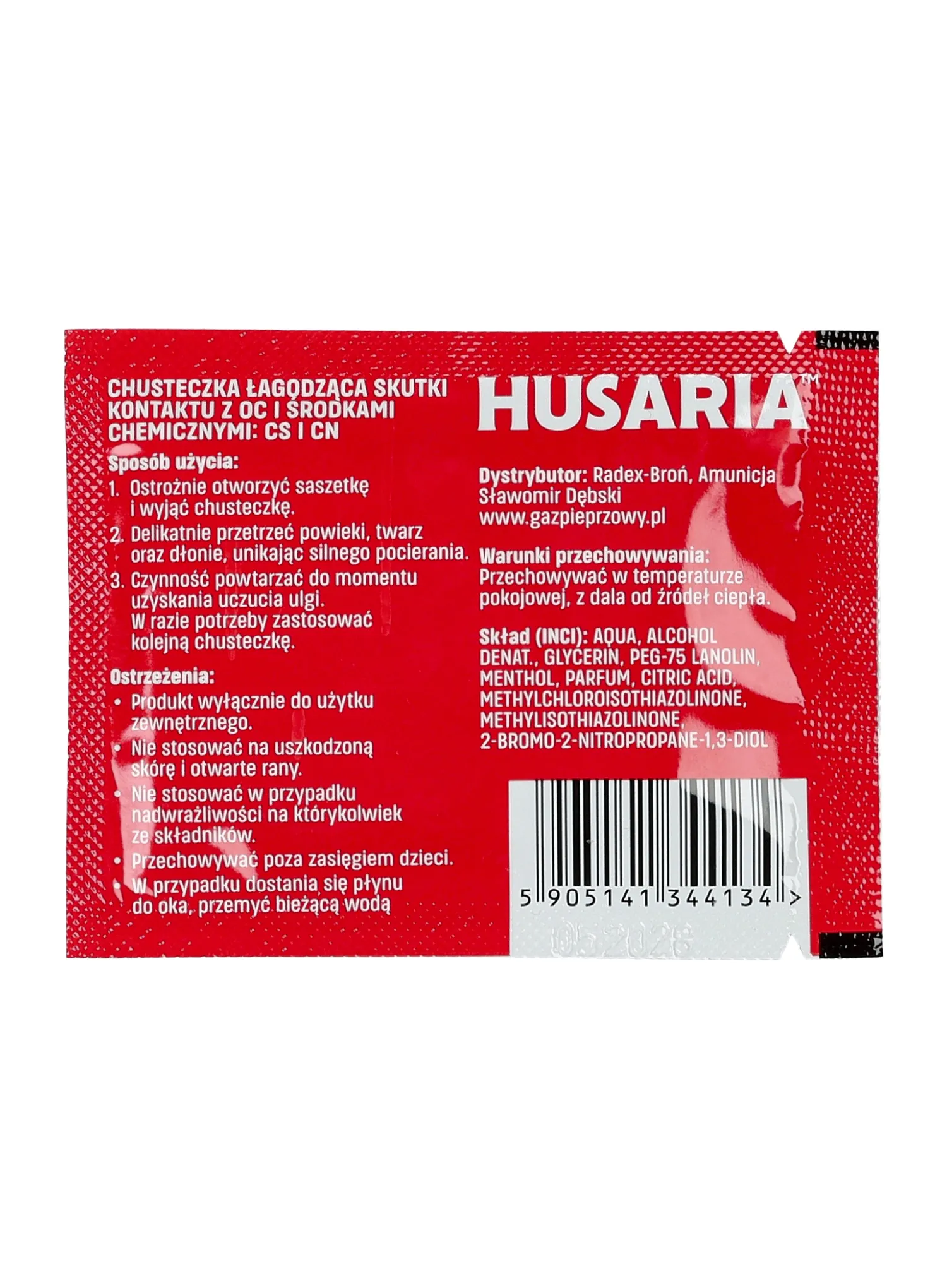 Dekontaminationstuch Husaria Pepper Spray Neurtalizing Wipe