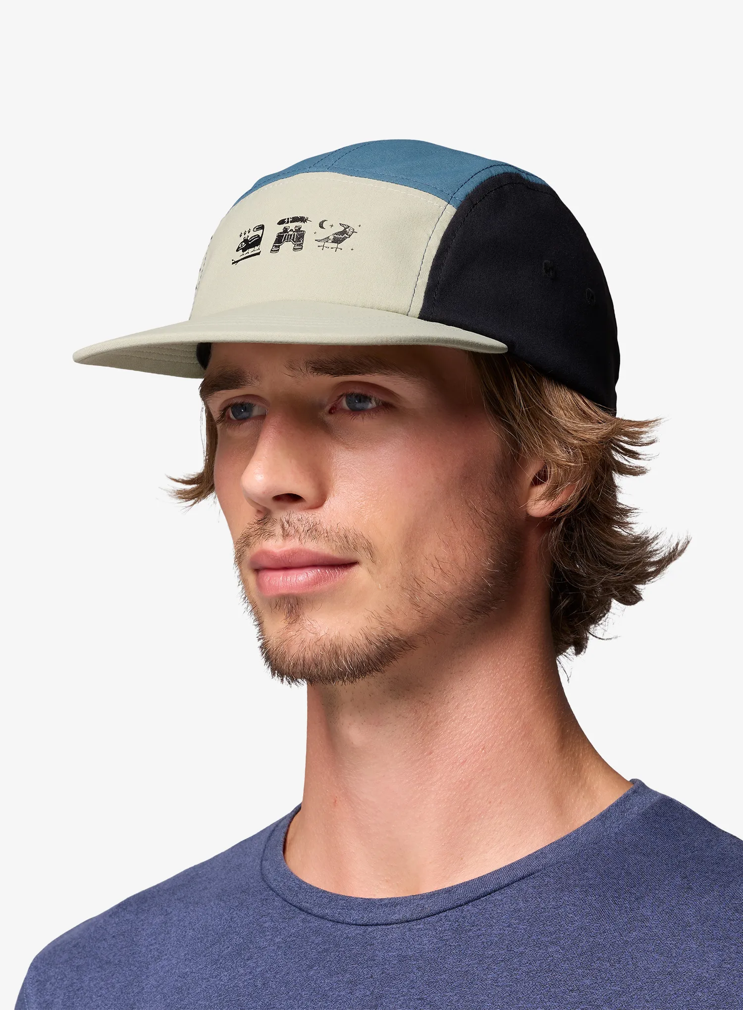 Cap Columbia Creek Side 5 Panel Hat - safari/black/3 little icons