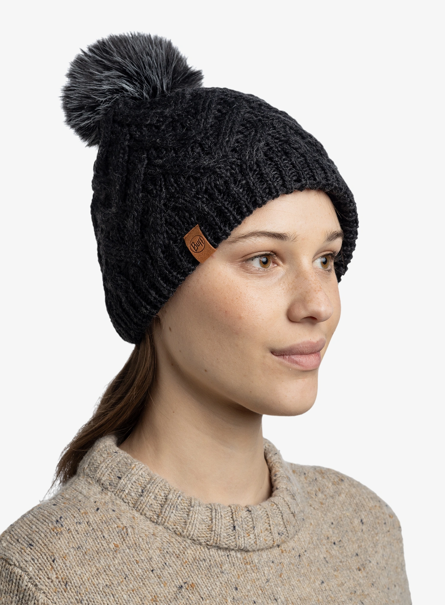 Wintermütze Damen Buff Knitted&Fleece Beanie Caryn - graphite