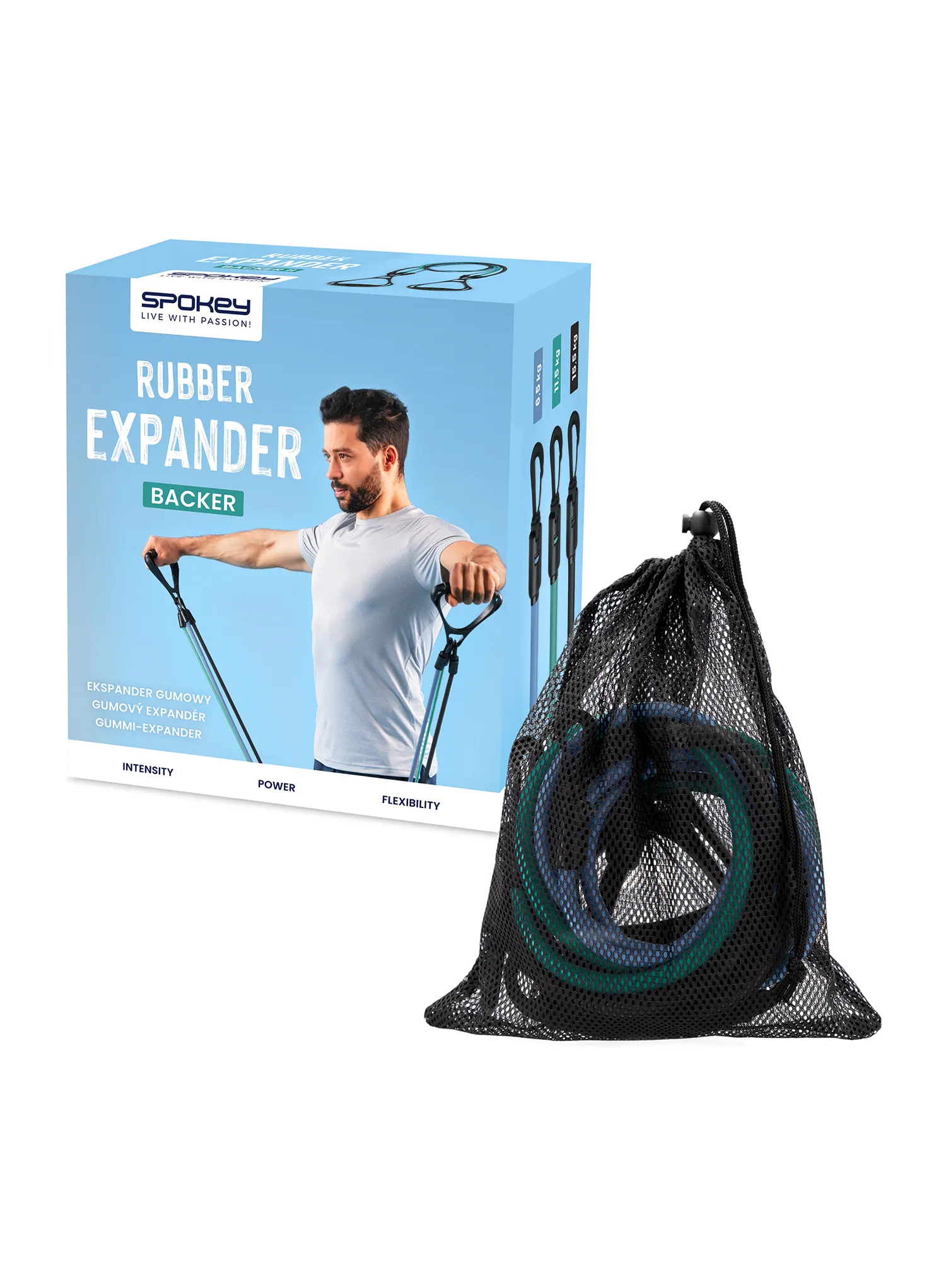 Gummi-Expander Spokey Backer - green/blue/black