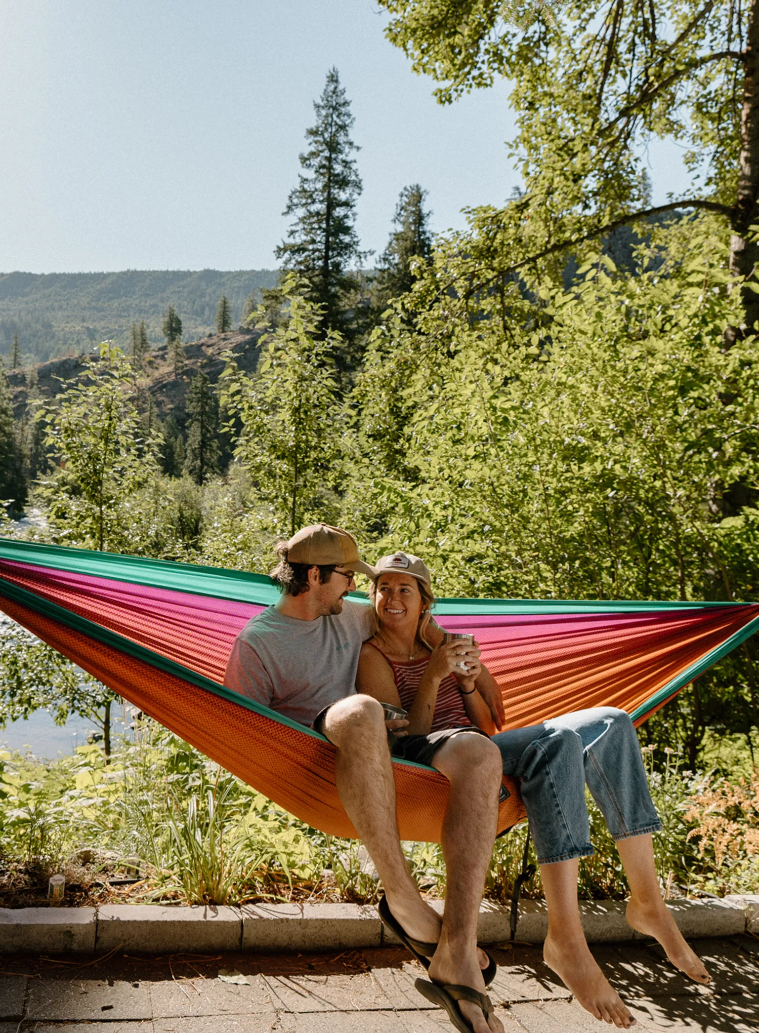 Doppel-Hängematte ENO DoubleNest Print Hammock - fade/seaglass
