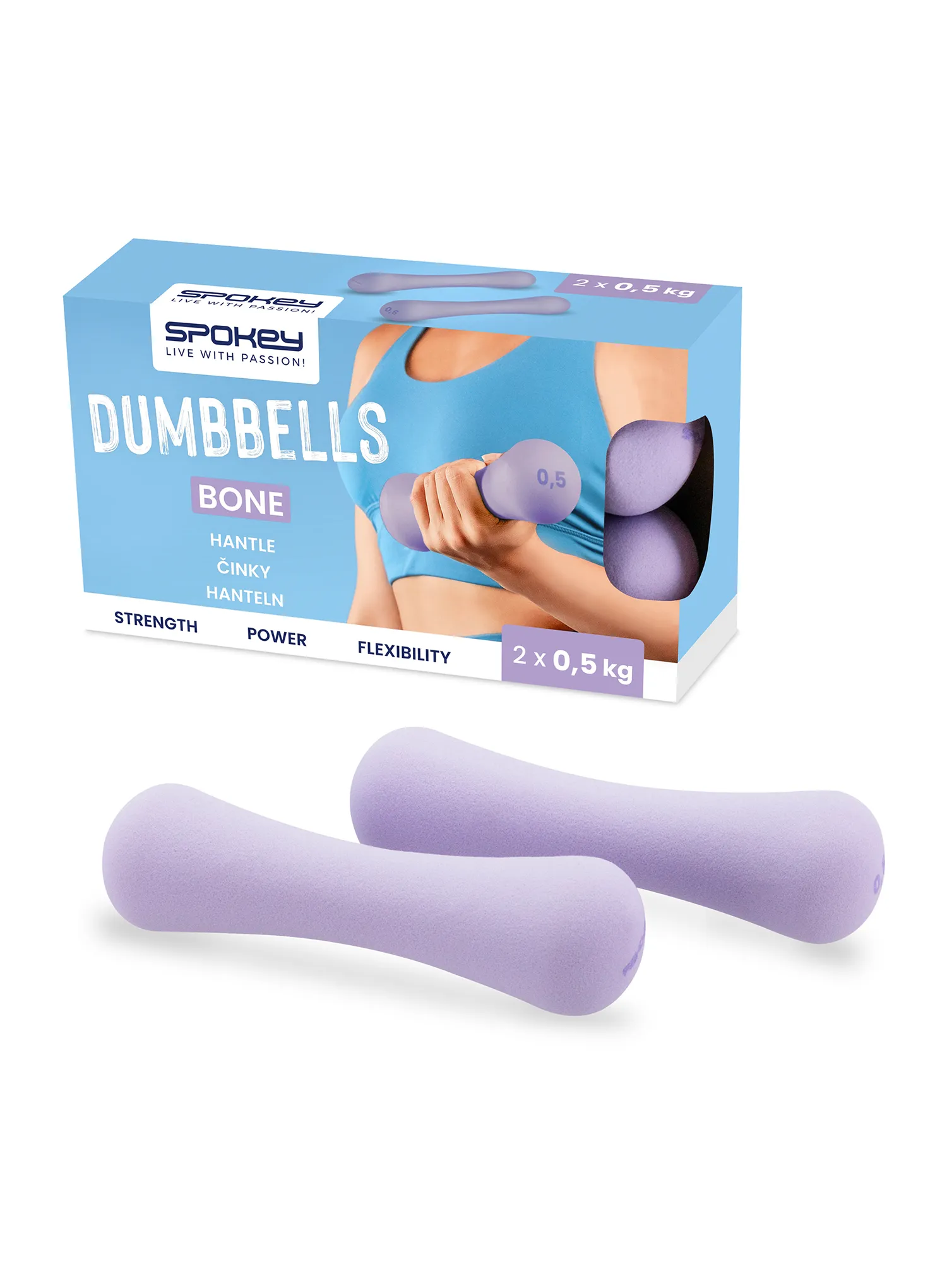 Hanteln Spokey Bone 2x0,5kg - light purple/pastel