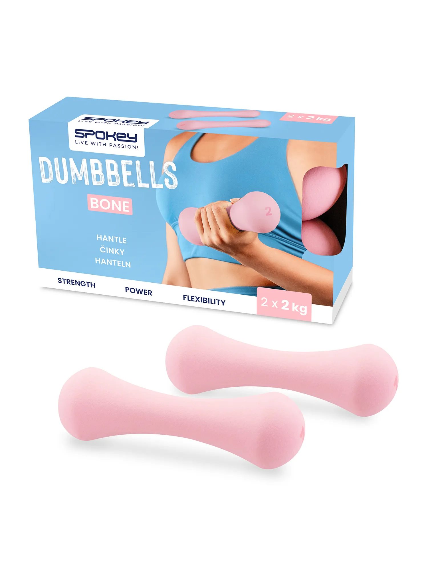 Hanteln Spokey Bone 2x2kg - light pink/pastel