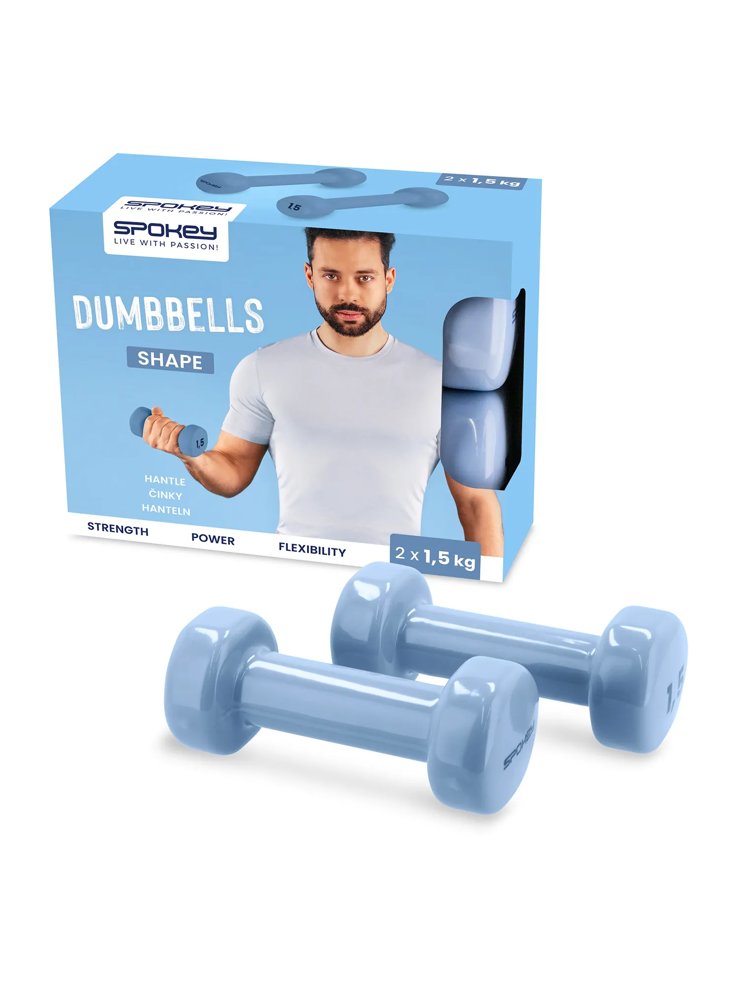 Hanteln Spokey Shape 2x1,5kg - blue