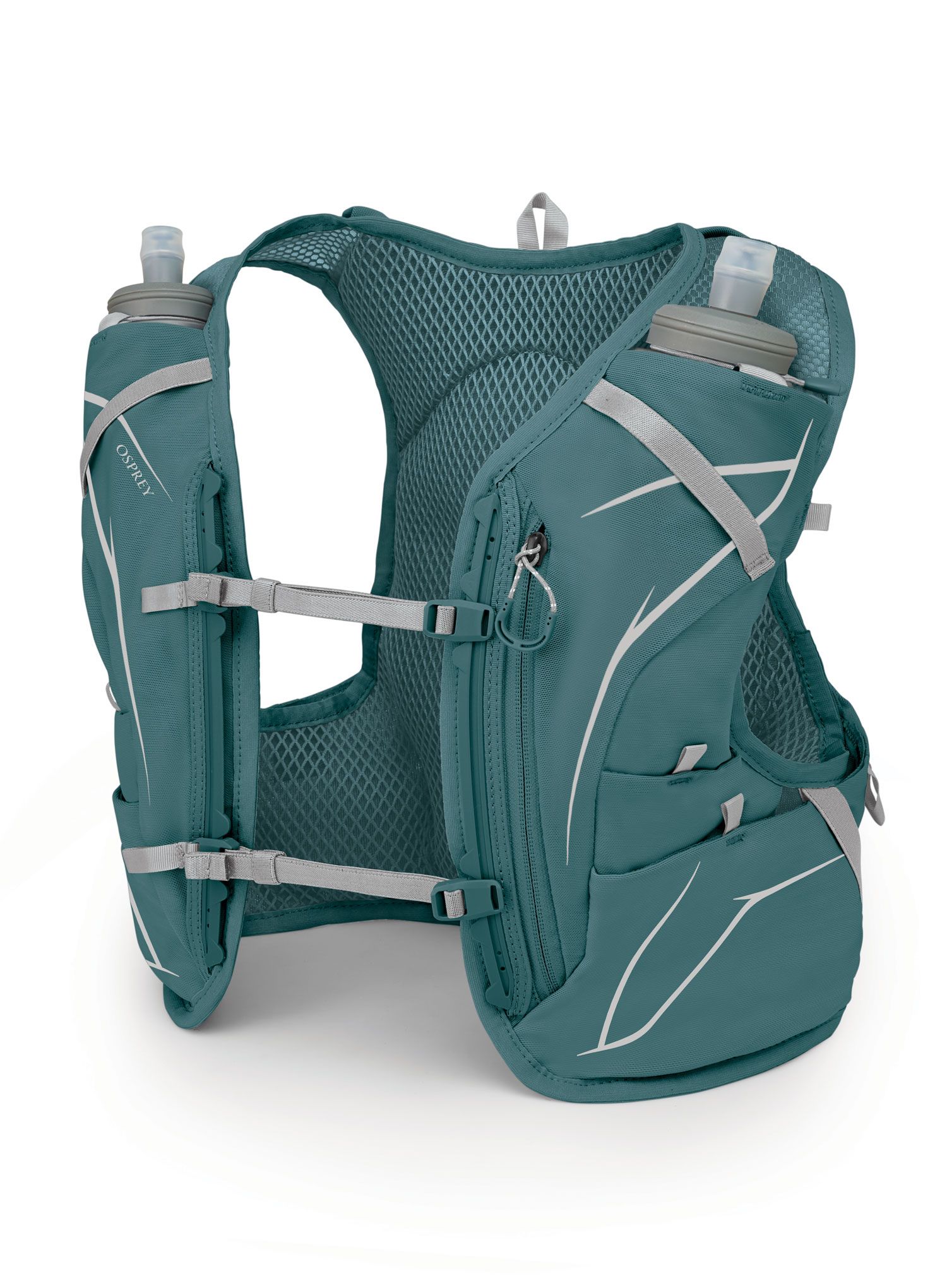 Laufweste Osprey Dyna 6 + Soft Flasks - cascade blue/silver lining